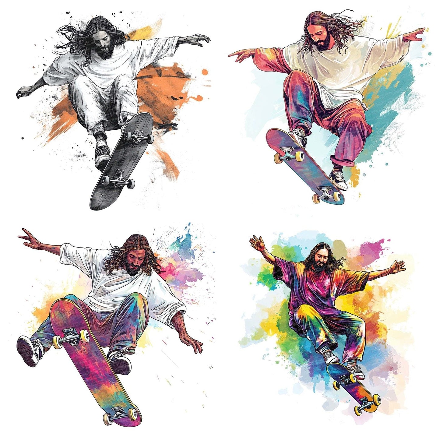 Skateboader Jesus Clipart Set (DDD006556)
