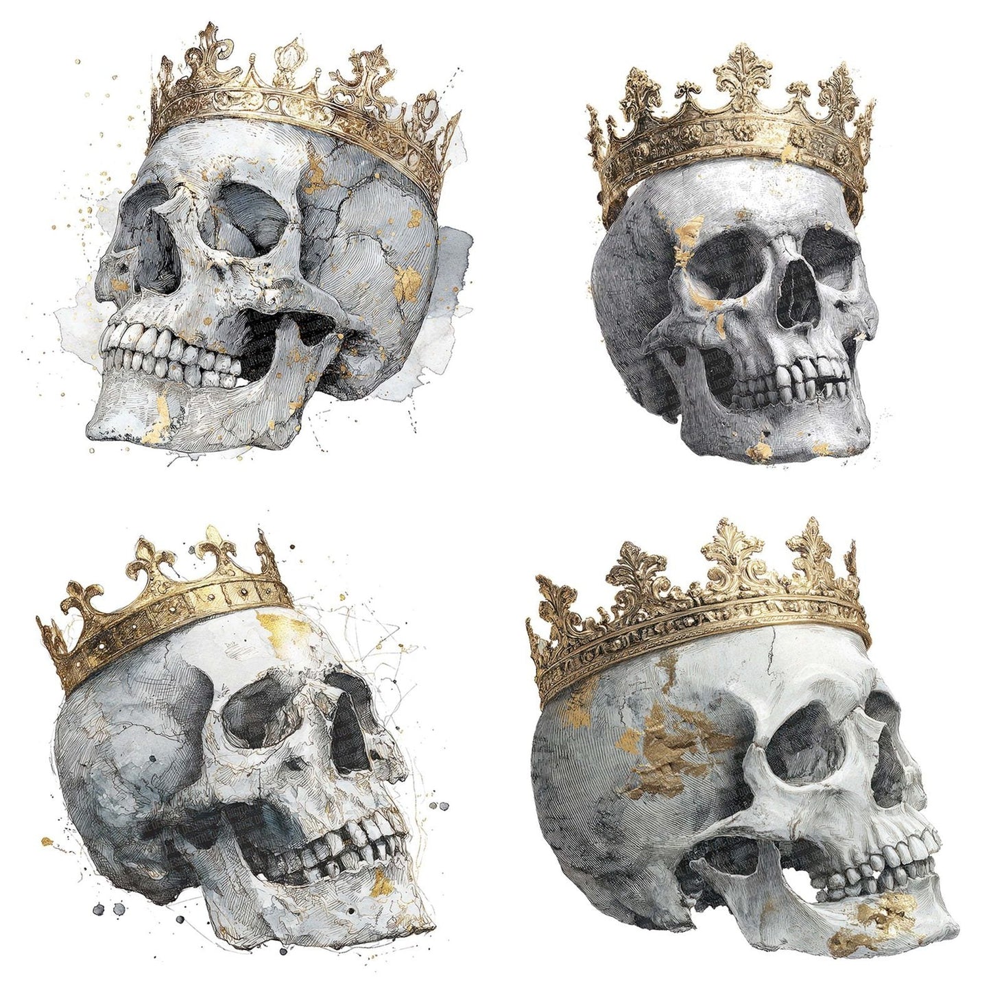 Skull Sketch Crown Clipart Set (DDD006566)