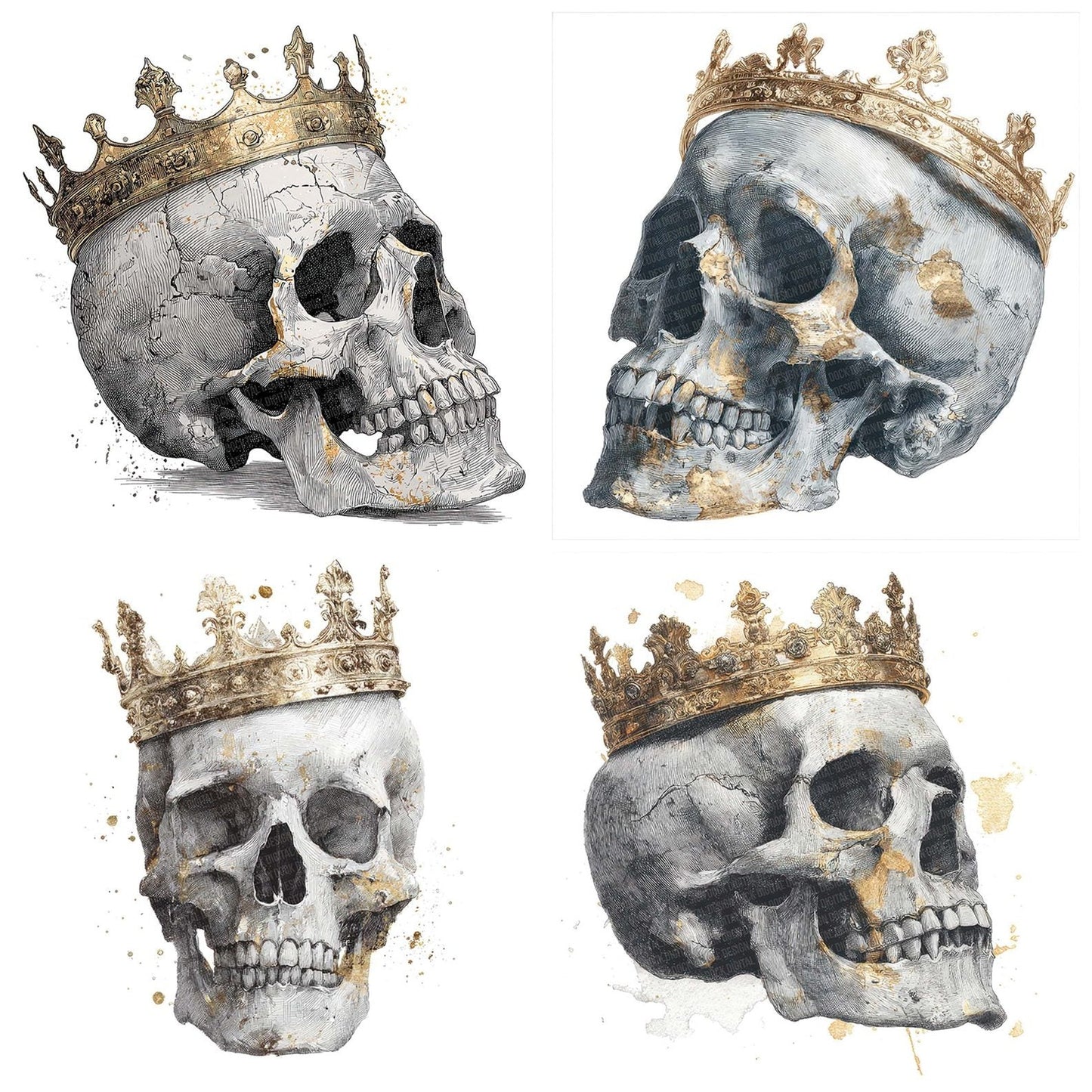 Skull Sketch Crown Clipart Set (DDD006566)