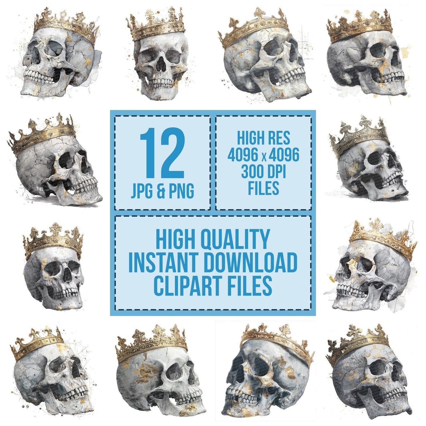 Skull Sketch Crown Clipart Set (DDD006566)