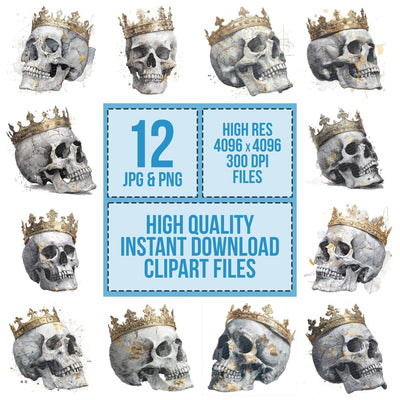 Skull Sketch Crown Clipart Set (DDD006566)