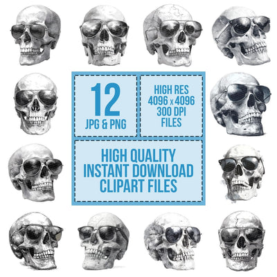 Skull Sketch Sunglasses Clipart Set (DDD006569)