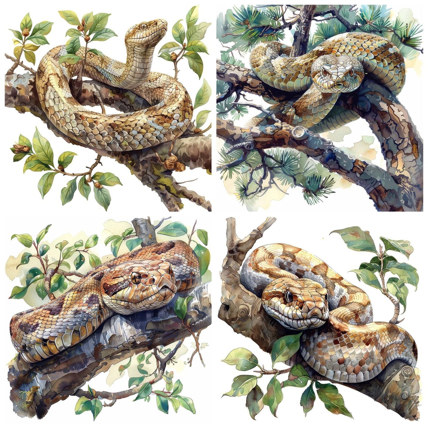 Snake in a Tree Clipart Set (DDD006601)