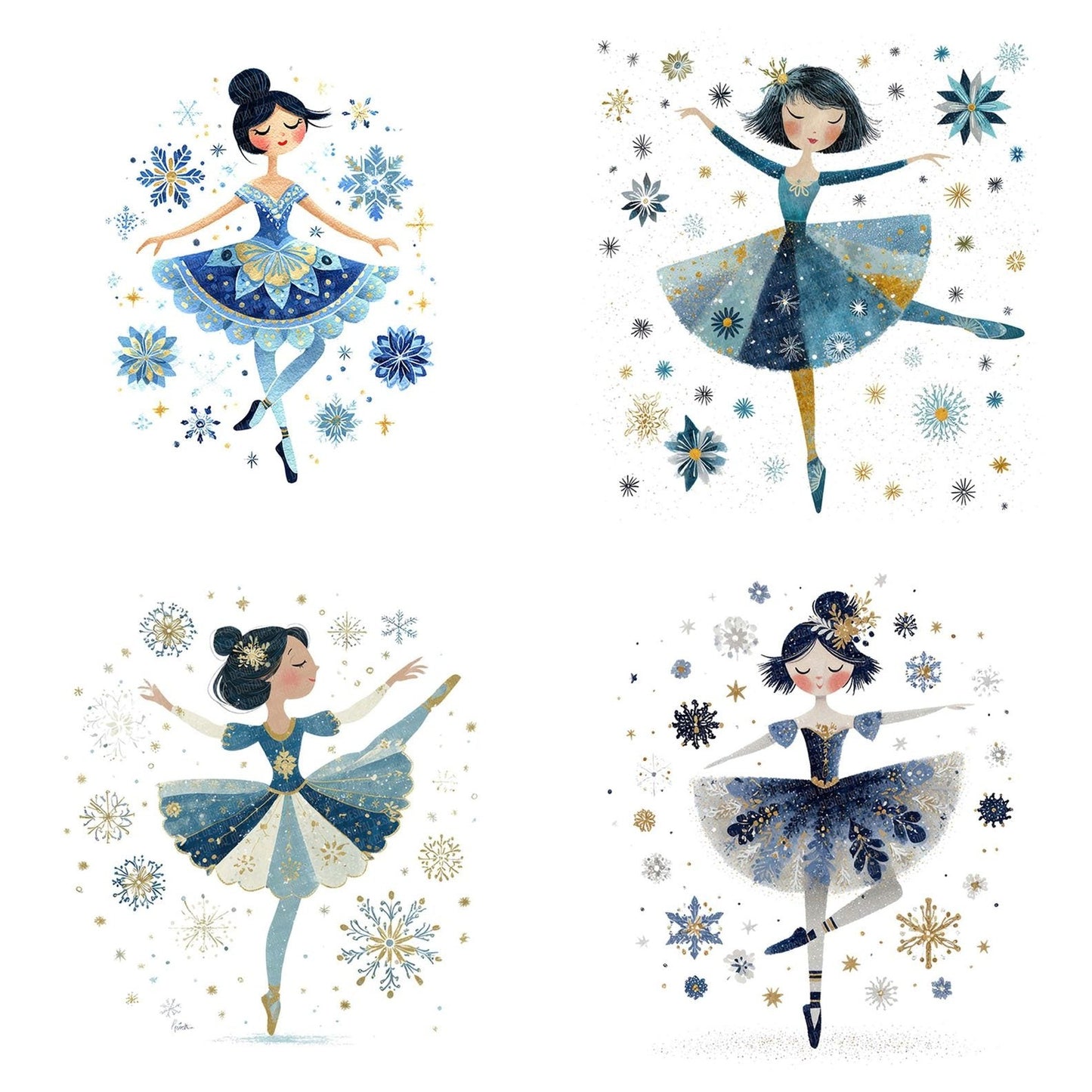Snowflake Folk Art Ballerina Clipart Set (DDD006604)