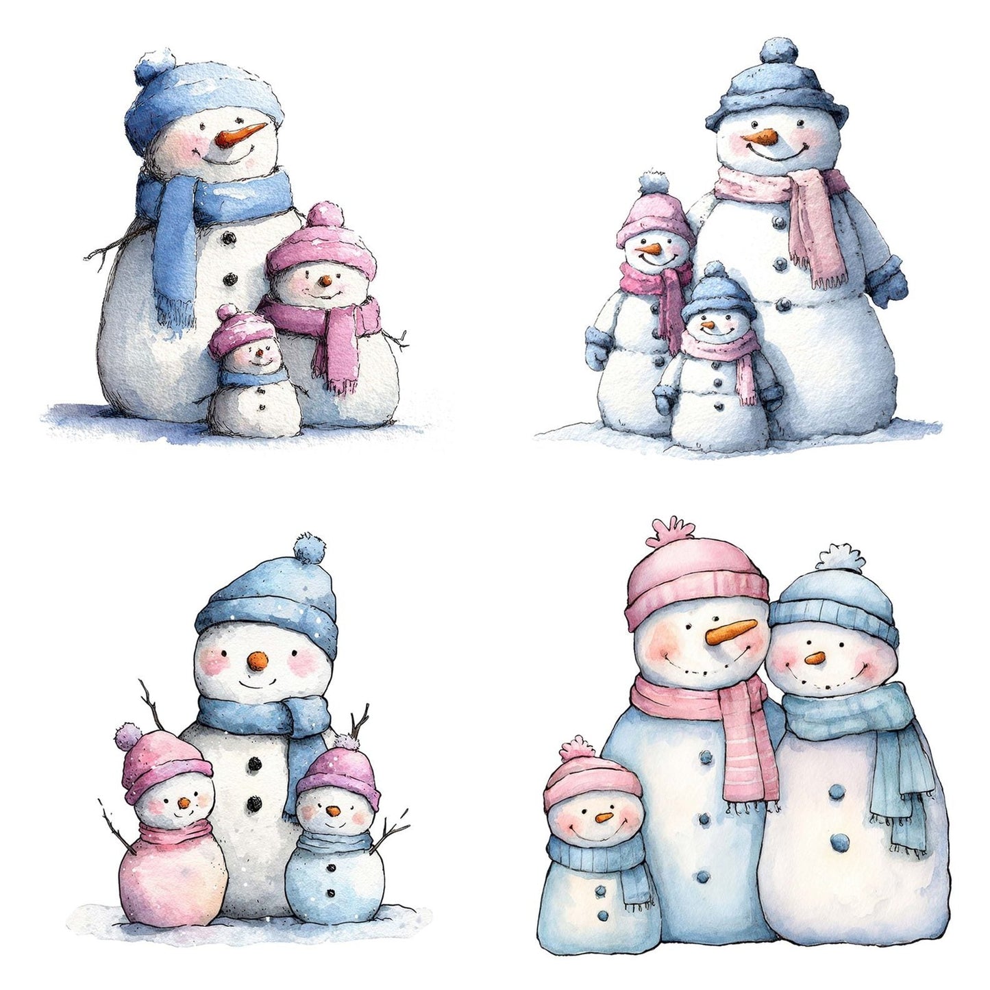 Snowman Family Kids Clipart Set (DDD006609)