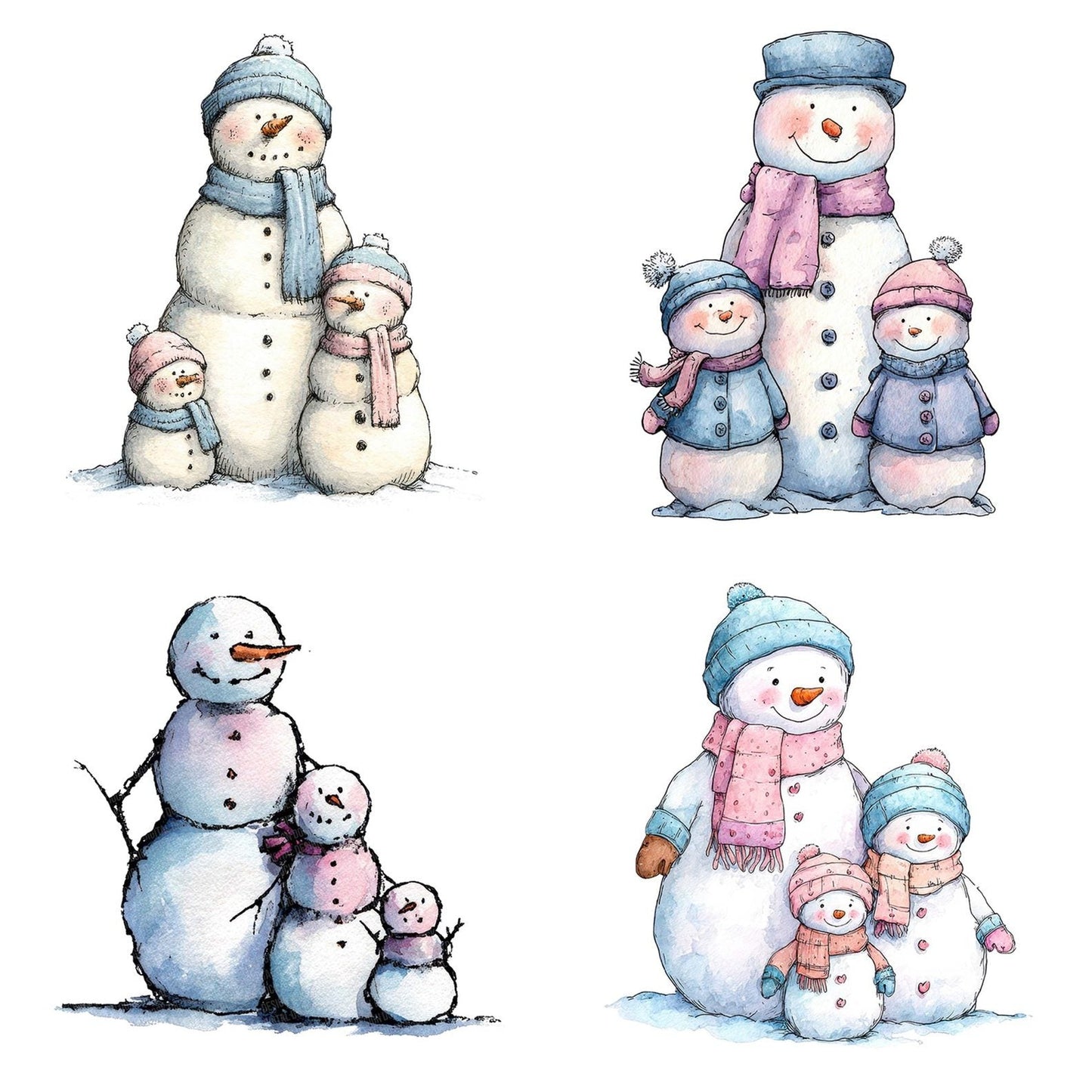 Snowman Family Kids Clipart Set (DDD006609)