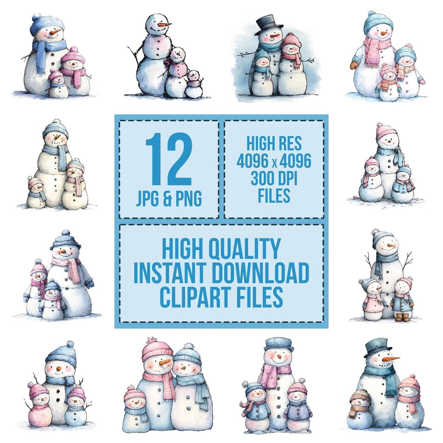 Snowman Family Kids Clipart Set (DDD006609)