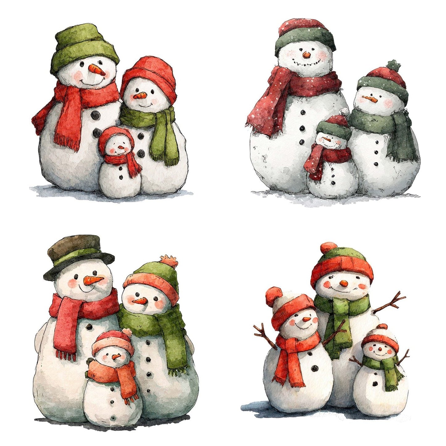 Snowman Family Trio Clipart Set (DDD006612)
