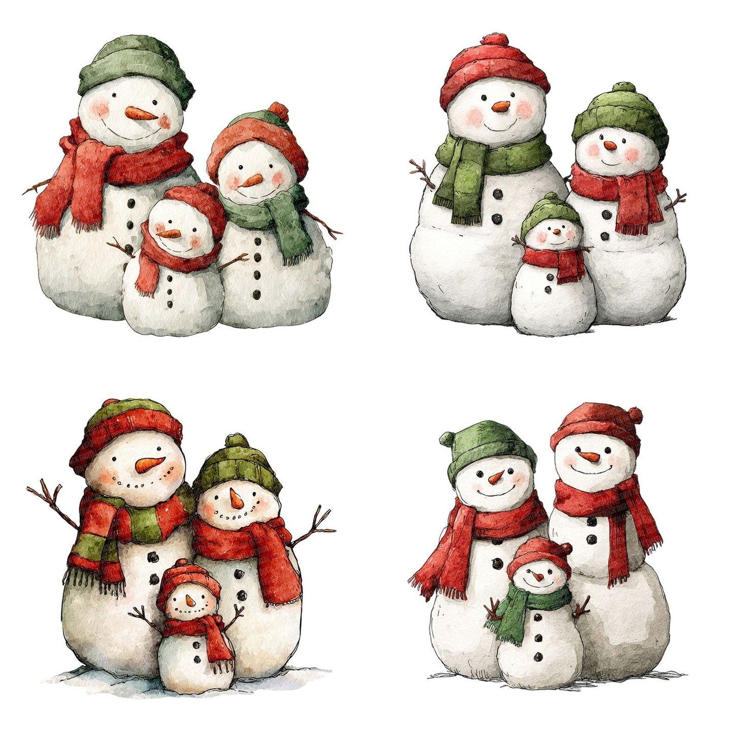 Snowman Family Trio Clipart Set (DDD006612)