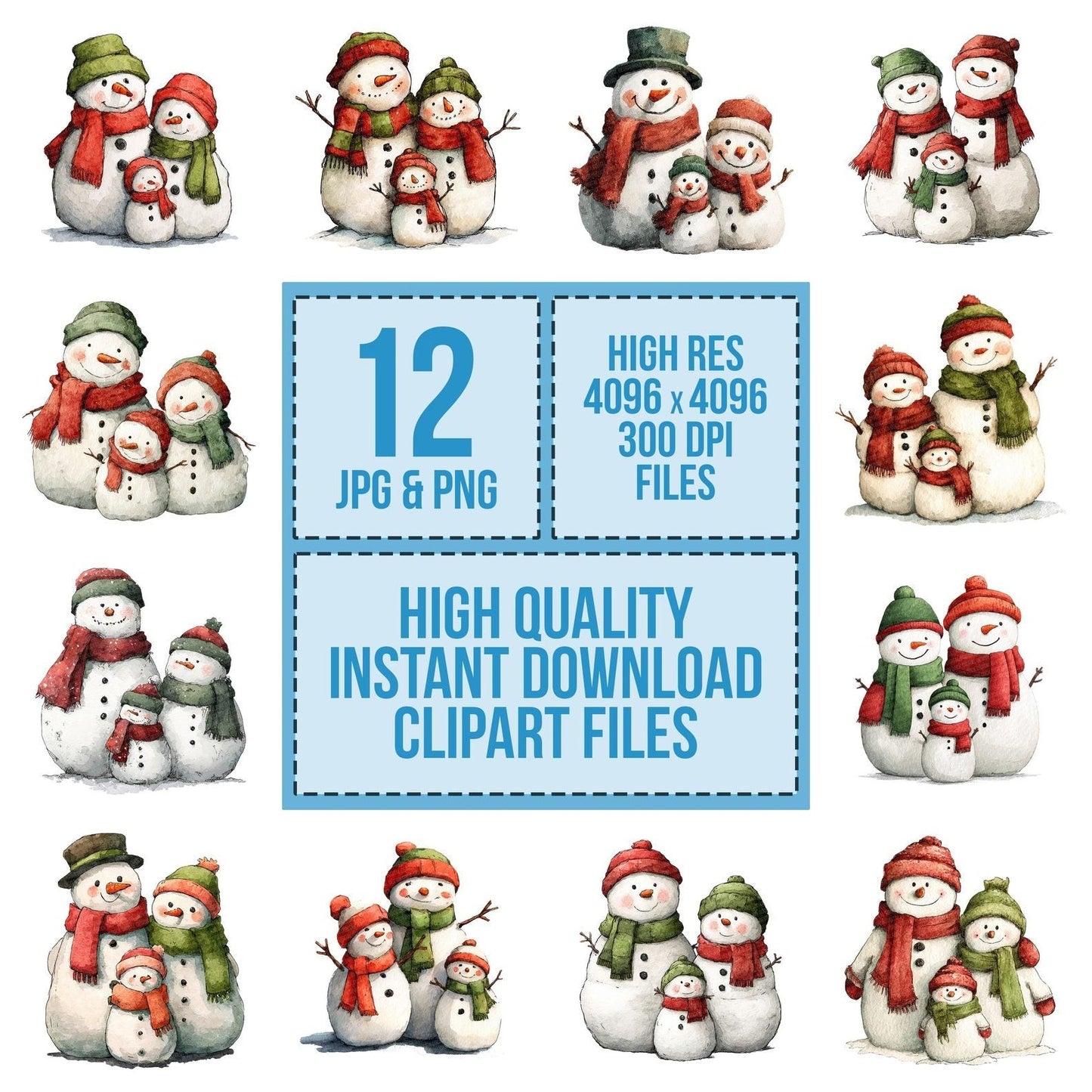 Snowman Family Trio Clipart Set (DDD006612)