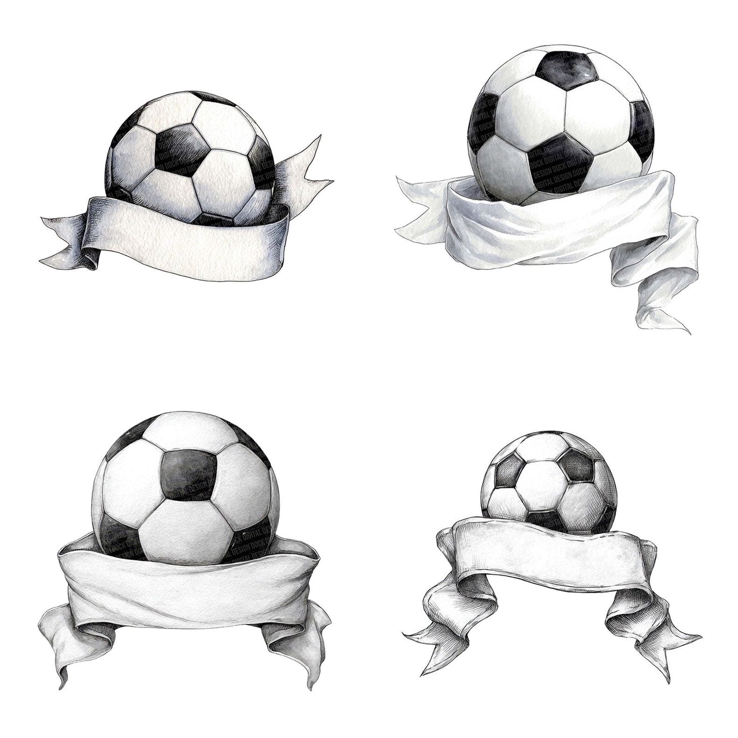 Soccer Banner Ball Clipart Set (DDD006617)
