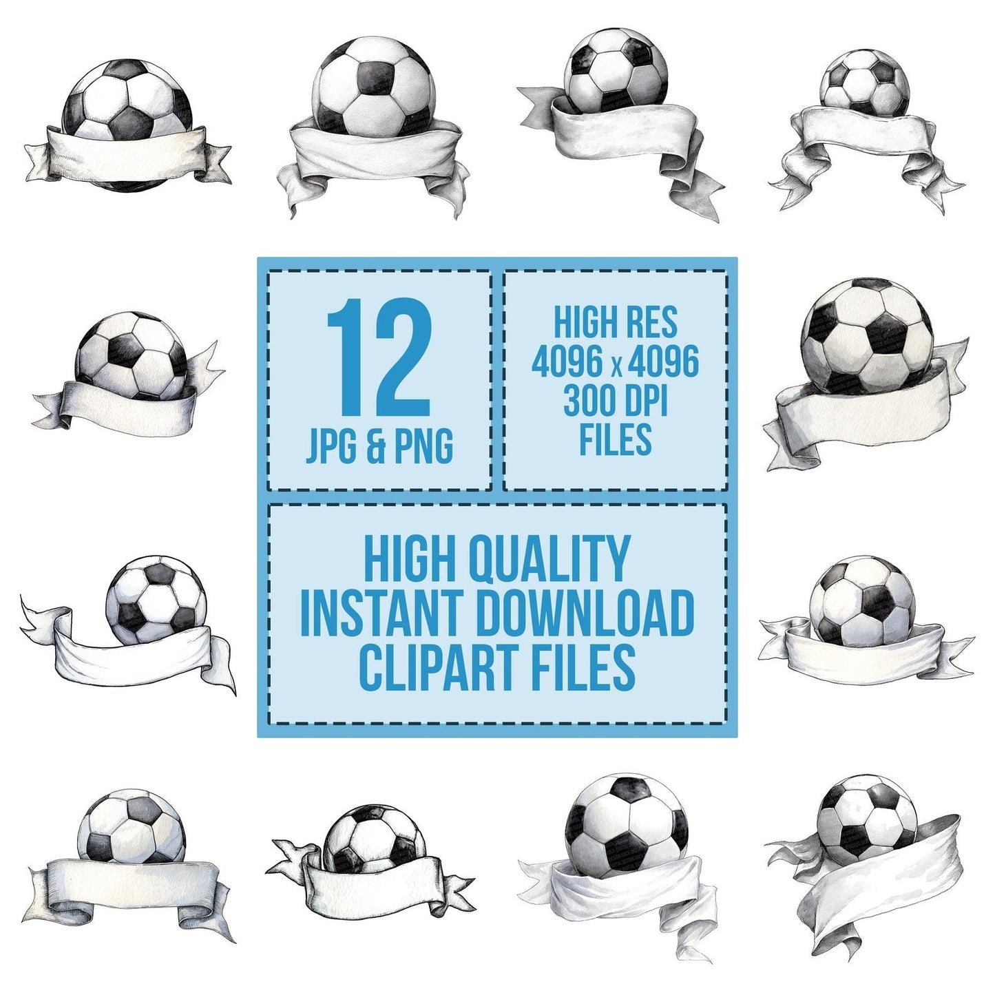 Soccer Banner Ball Clipart Set (DDD006617)