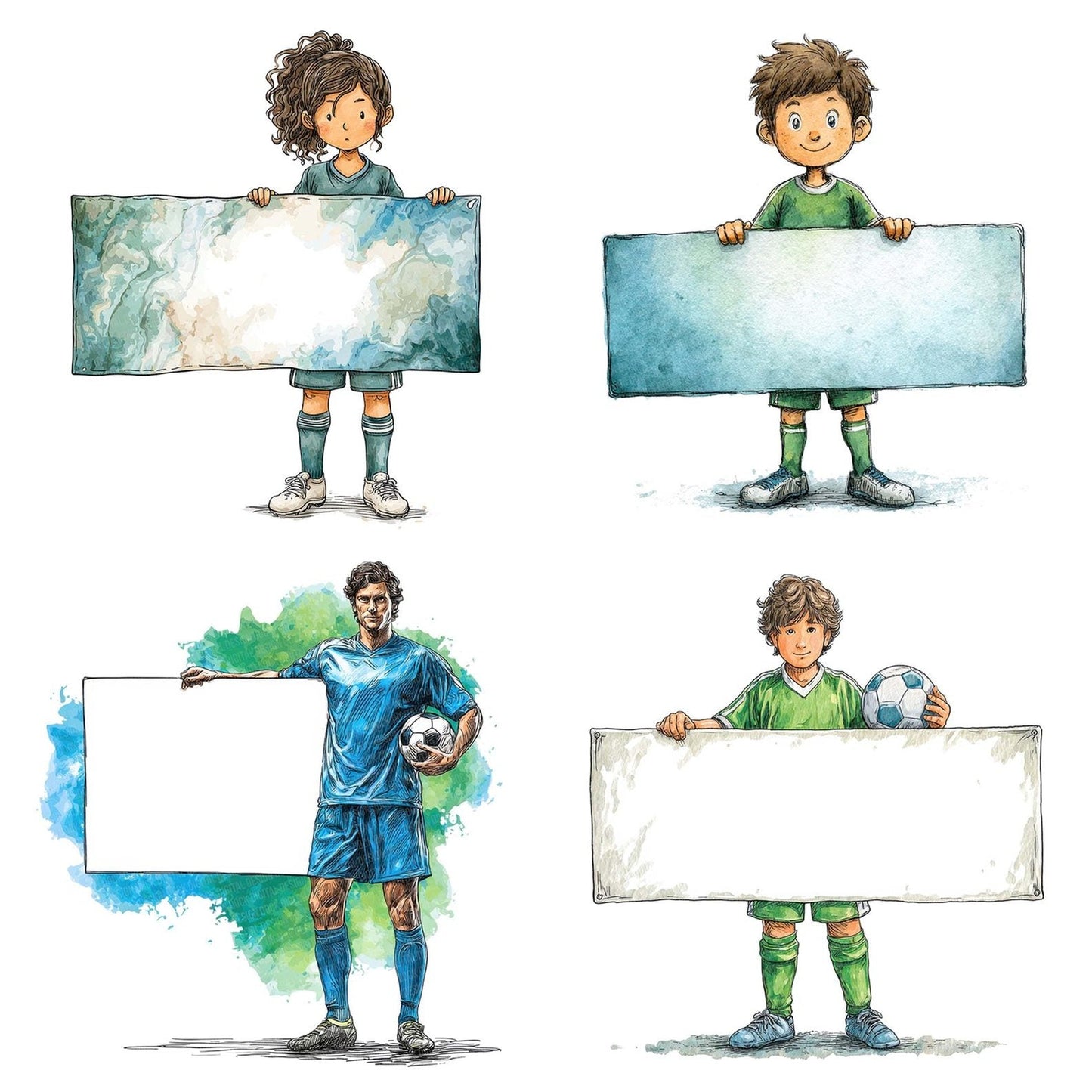 Soccer Player Banner Clipart Set (DDD006618)