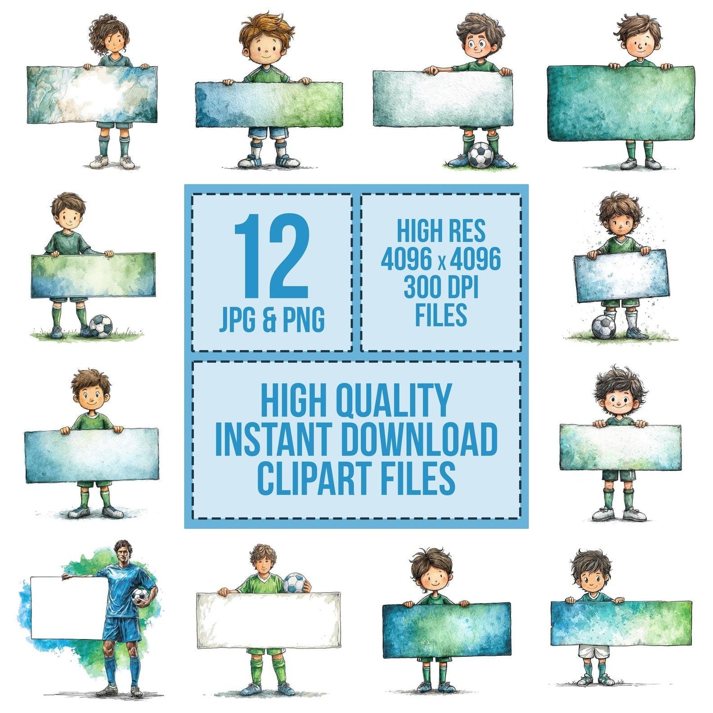 Soccer Player Banner Clipart Set (DDD006618)
