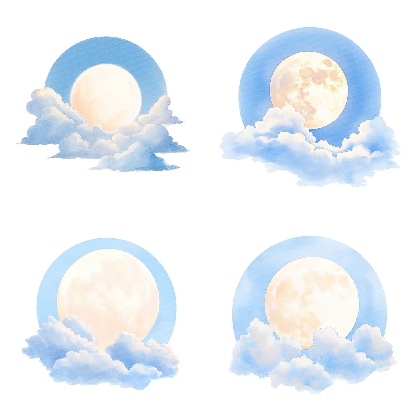 Soft Glowing Full Moon Clipart Set (DDD006619)