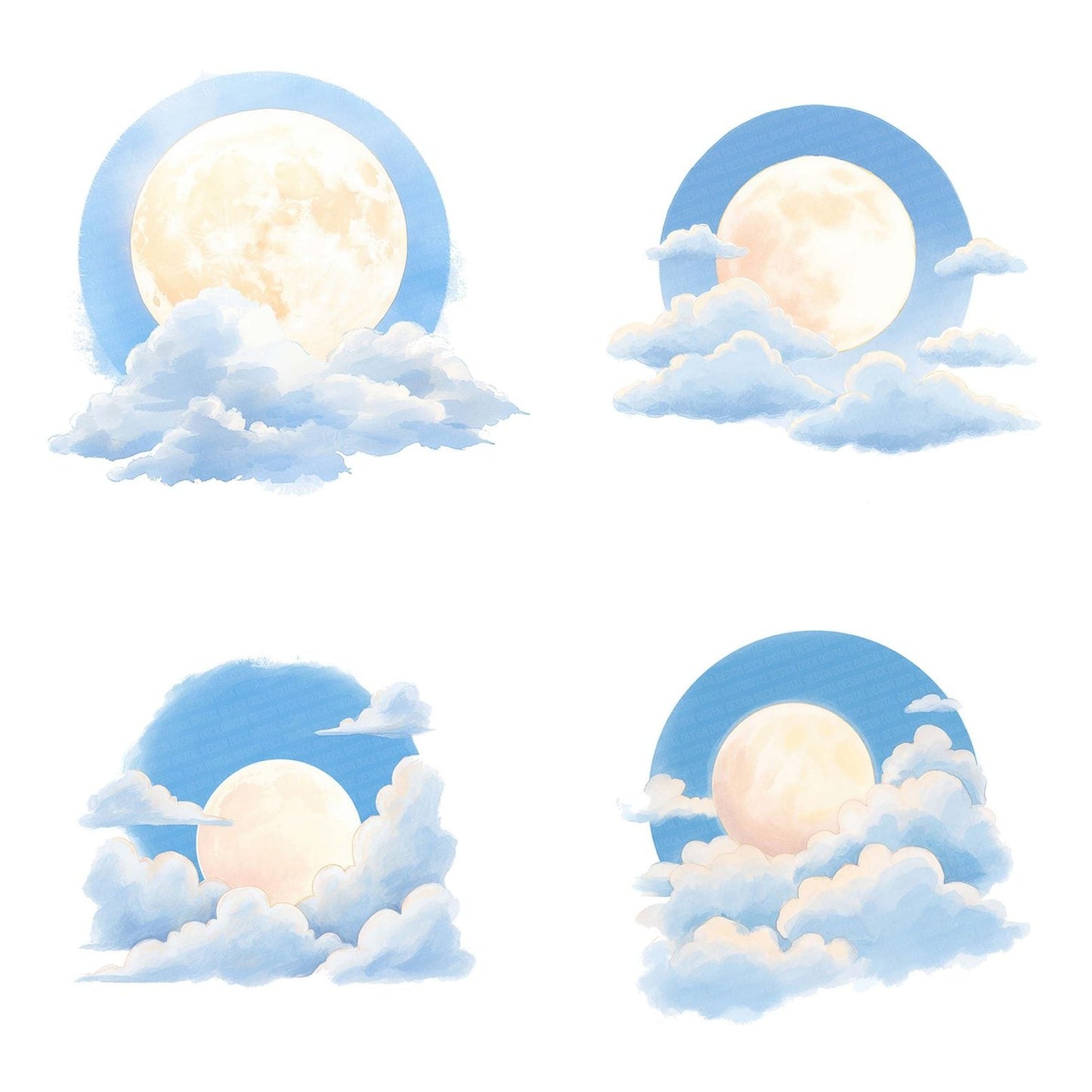 Soft Glowing Full Moon Clipart Set (DDD006619)
