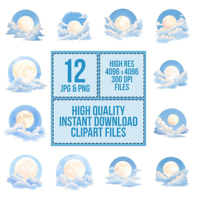 Soft Glowing Full Moon Clipart Set (DDD006619)