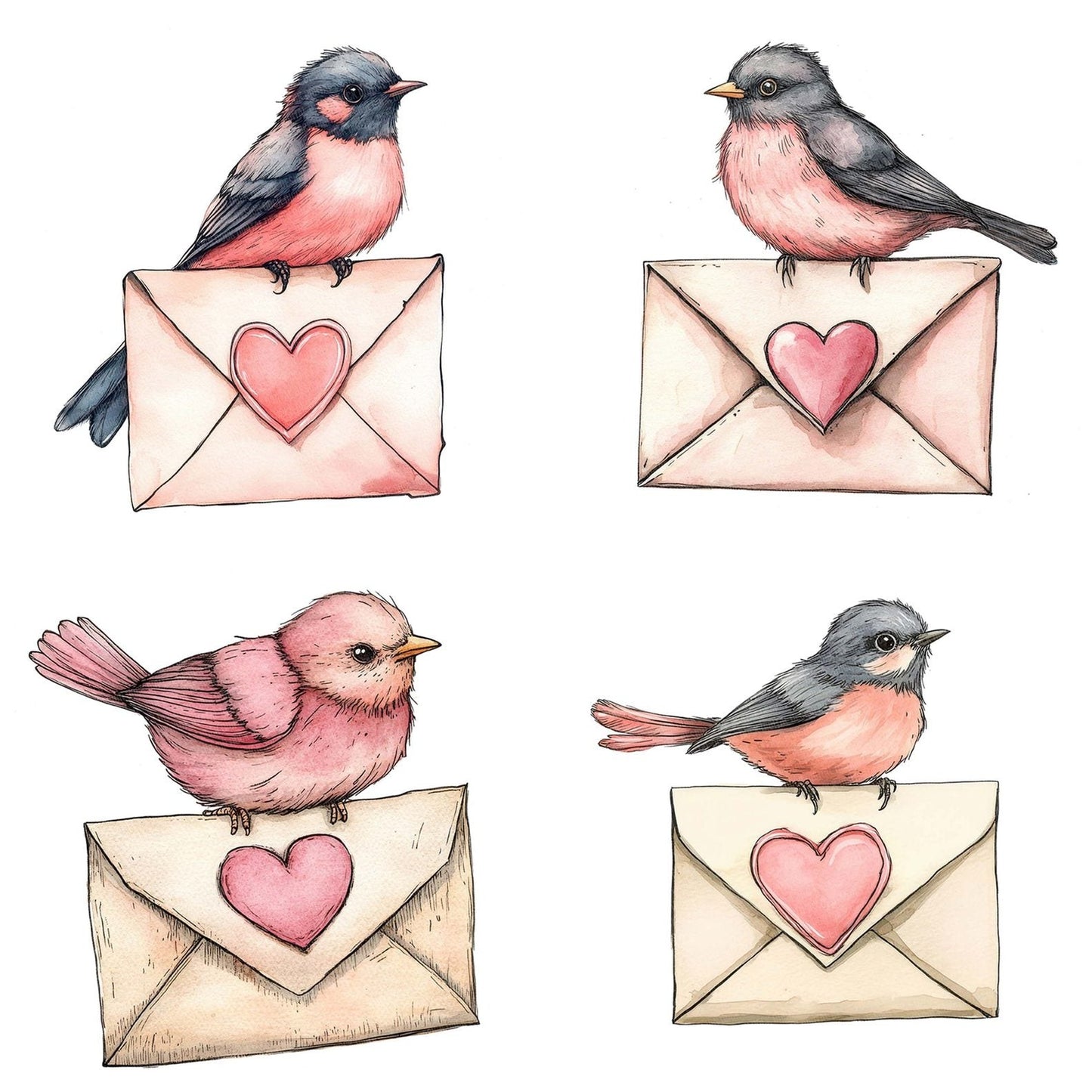 Songbird on Love Letter Clipart Set (DDD006625)