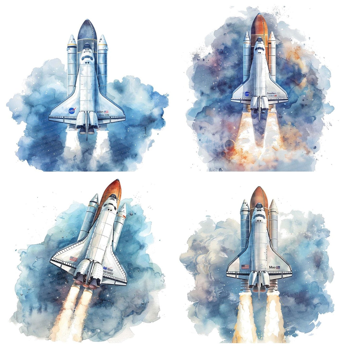 Space Shuttle in Orbit Clipart Set (DDD006626)