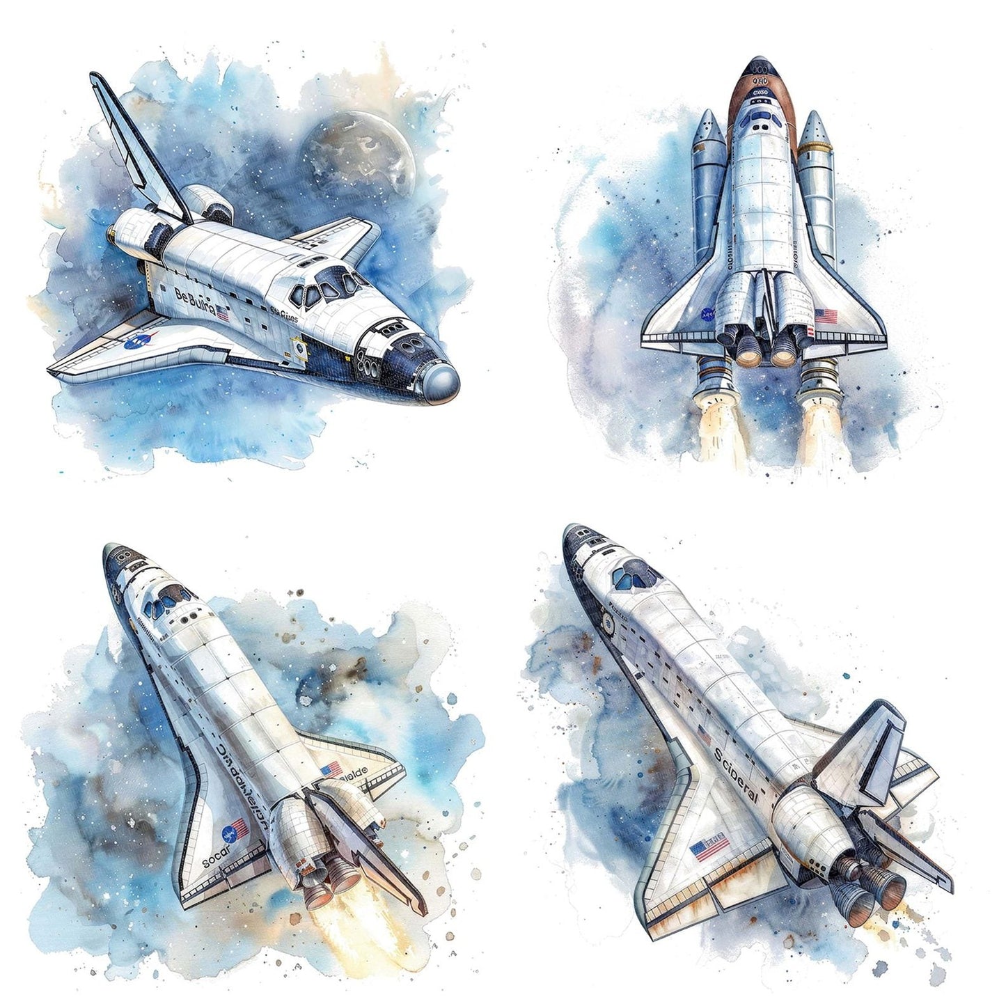 Space Shuttle in Orbit Clipart Set (DDD006626)