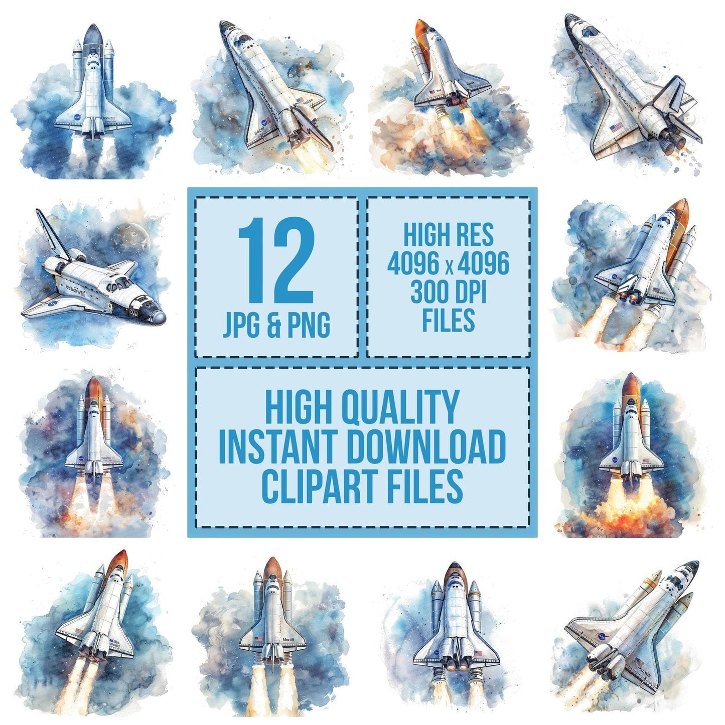 Space Shuttle in Orbit Clipart Set (DDD006626)
