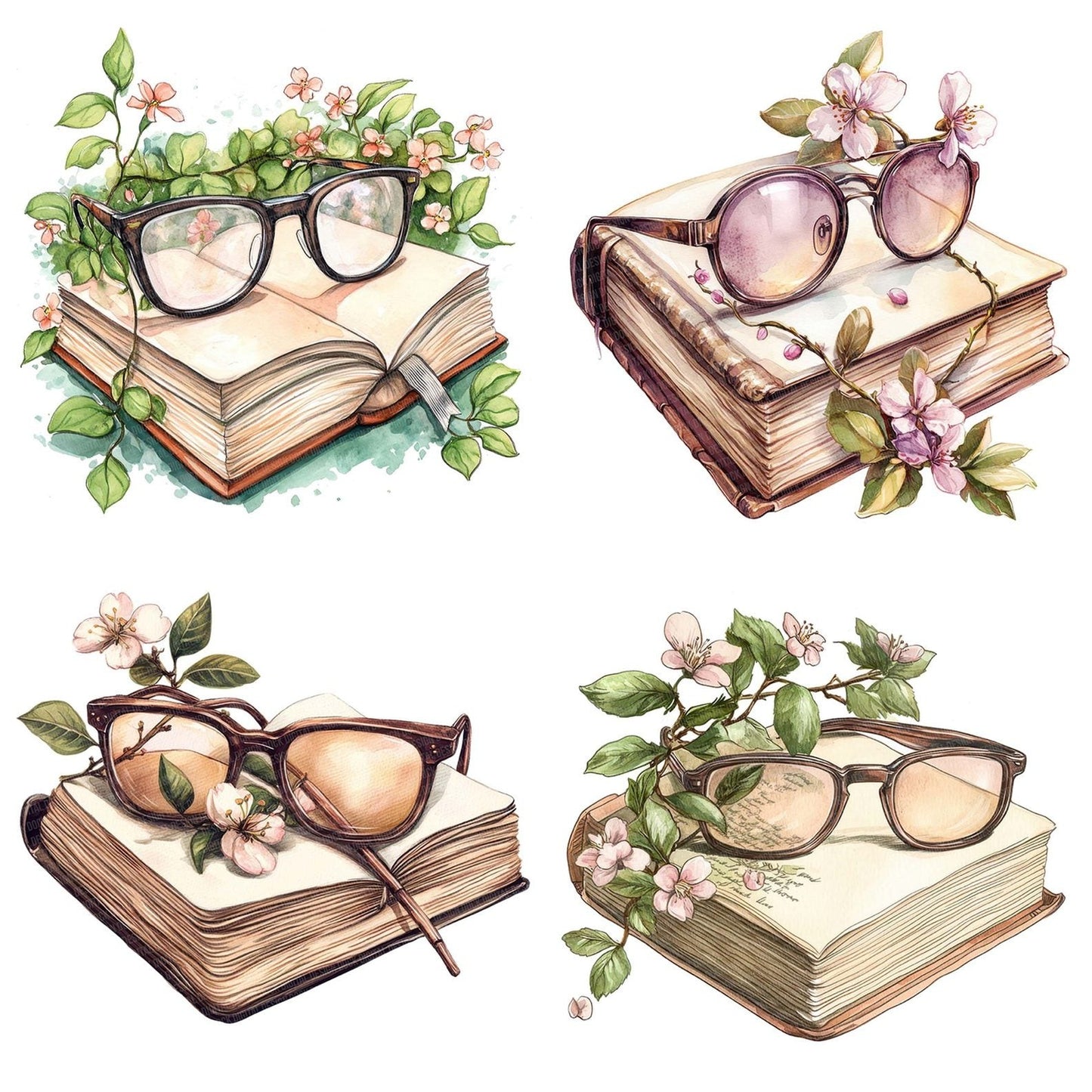 Spectacles with Flower Vine Clipart Set (DDD006631)