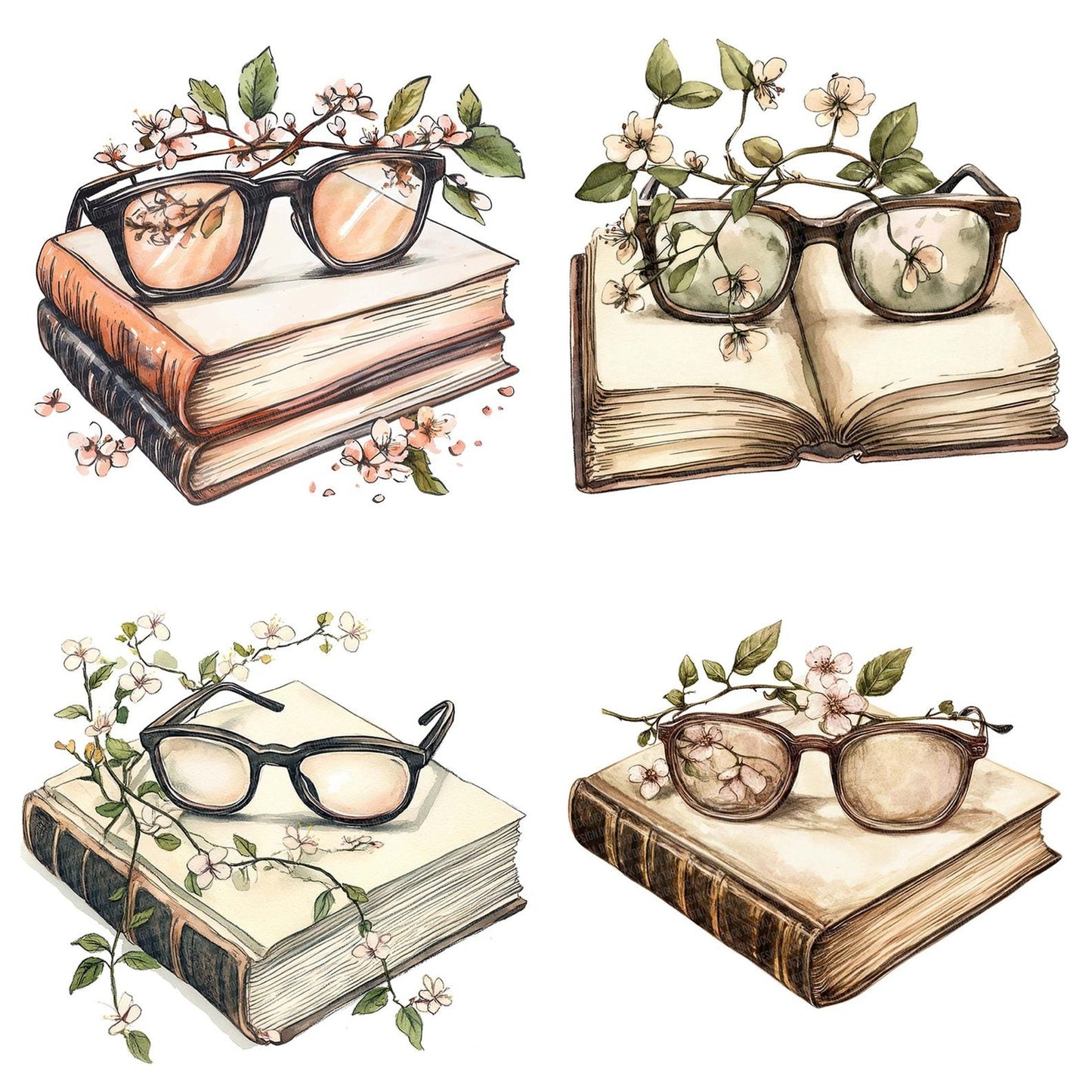 Spectacles with Flower Vine Clipart Set (DDD006631)