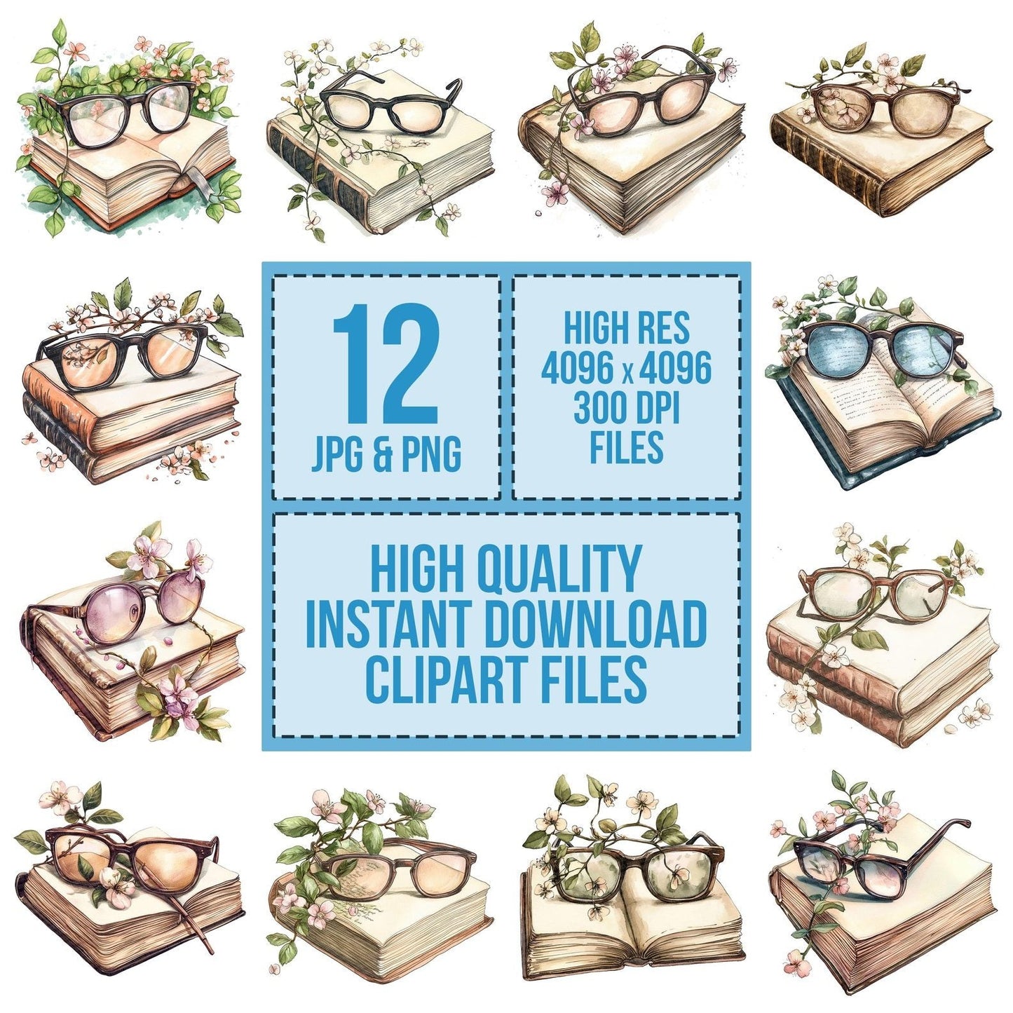 Spectacles with Flower Vine Clipart Set (DDD006631)