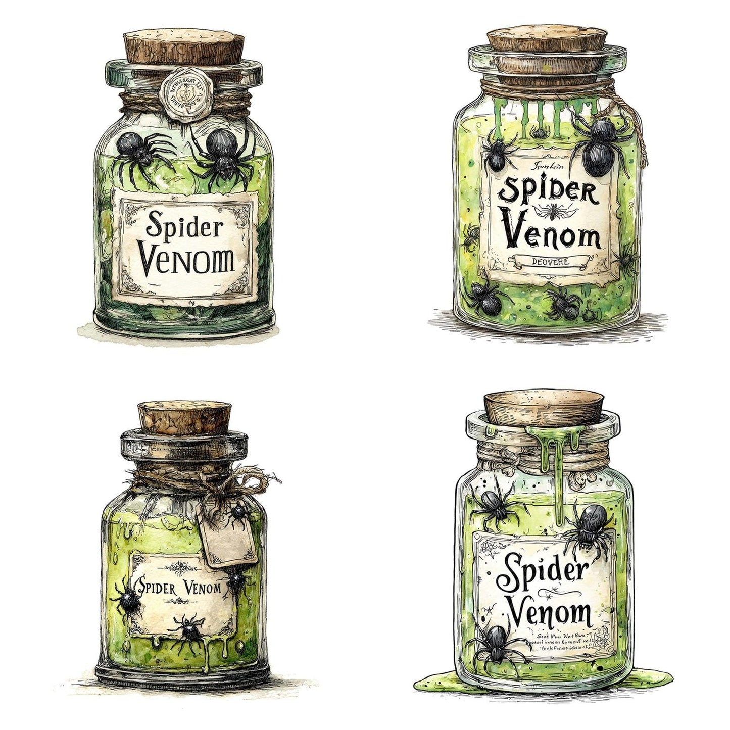 Spider Venom Halloween Jar Clipart Set (DDD006632)
