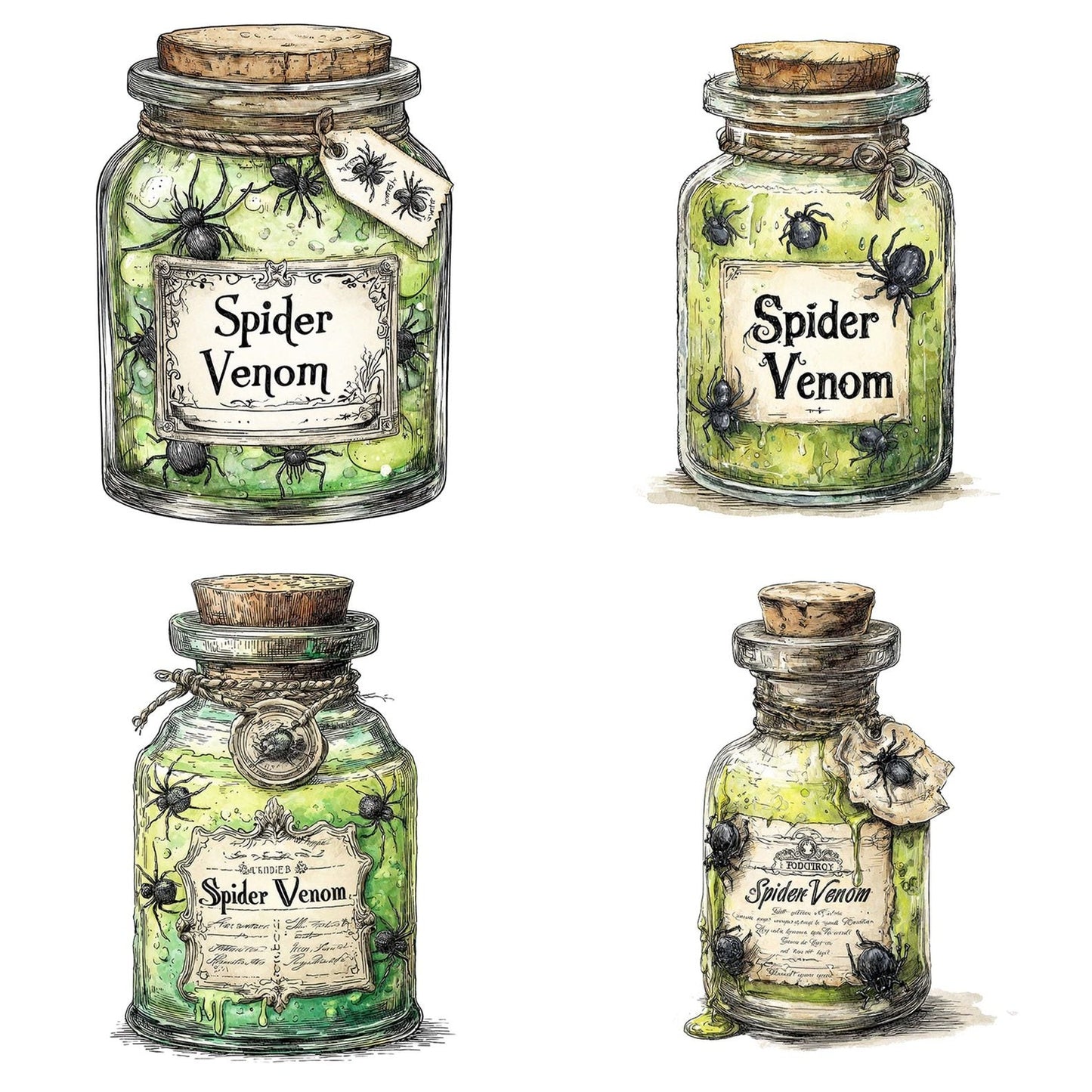 Spider Venom Halloween Jar Clipart Set (DDD006632)