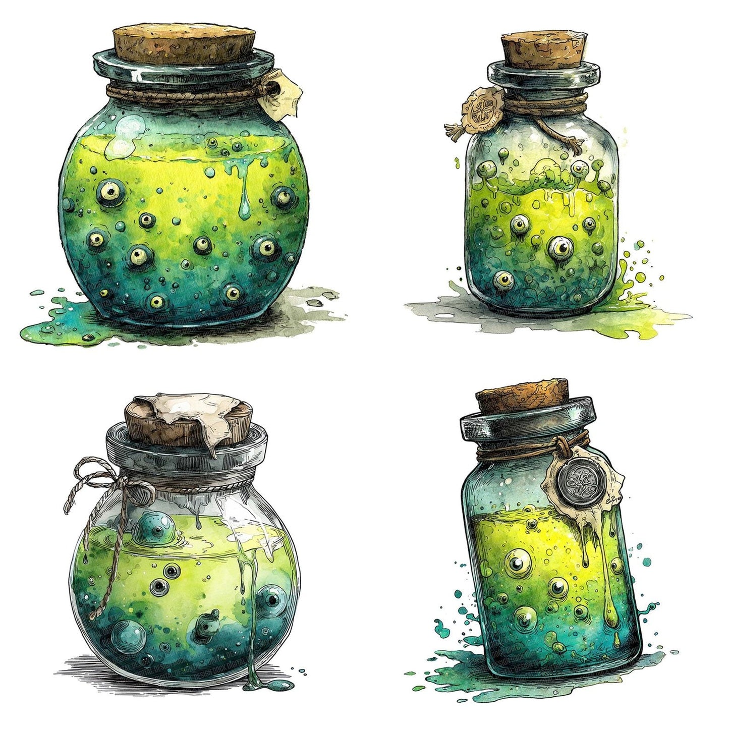 Spooky Eyeball Potion Jar Clipart Set (DDD006637)