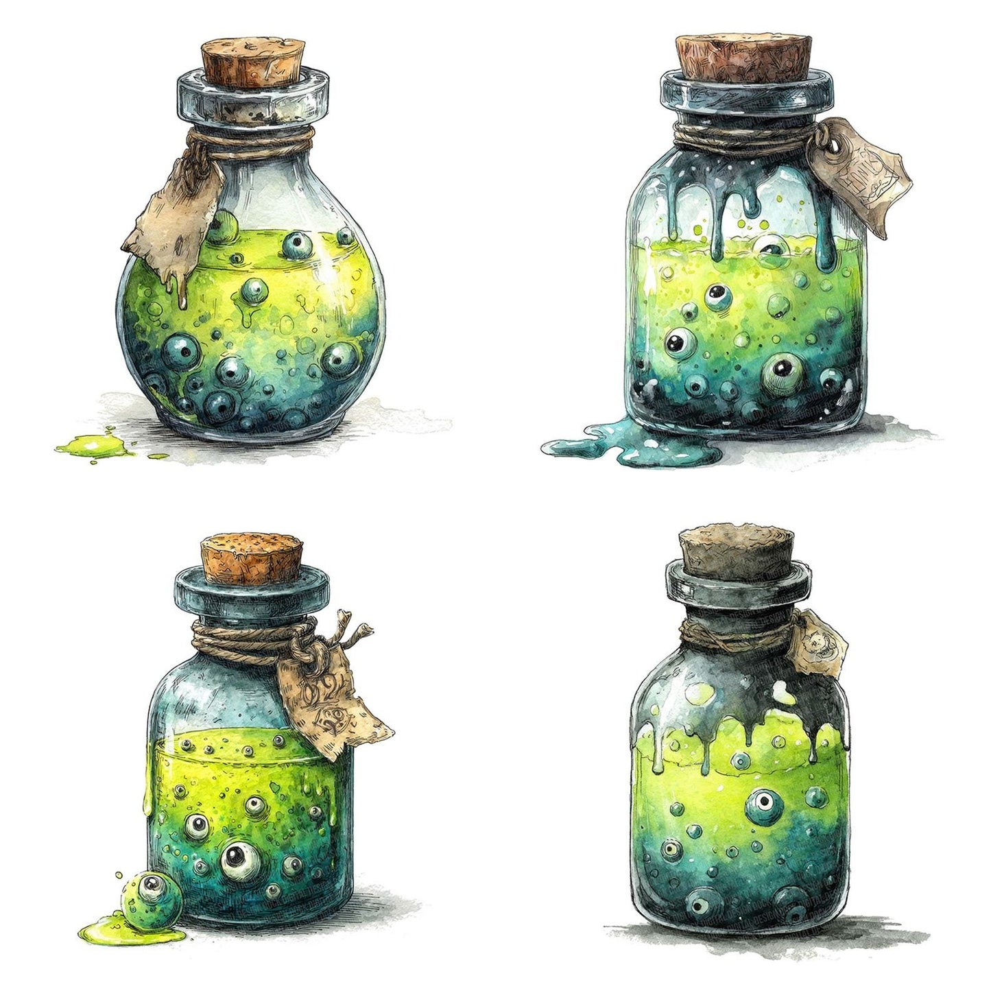 Spooky Eyeball Potion Jar Clipart Set (DDD006637)