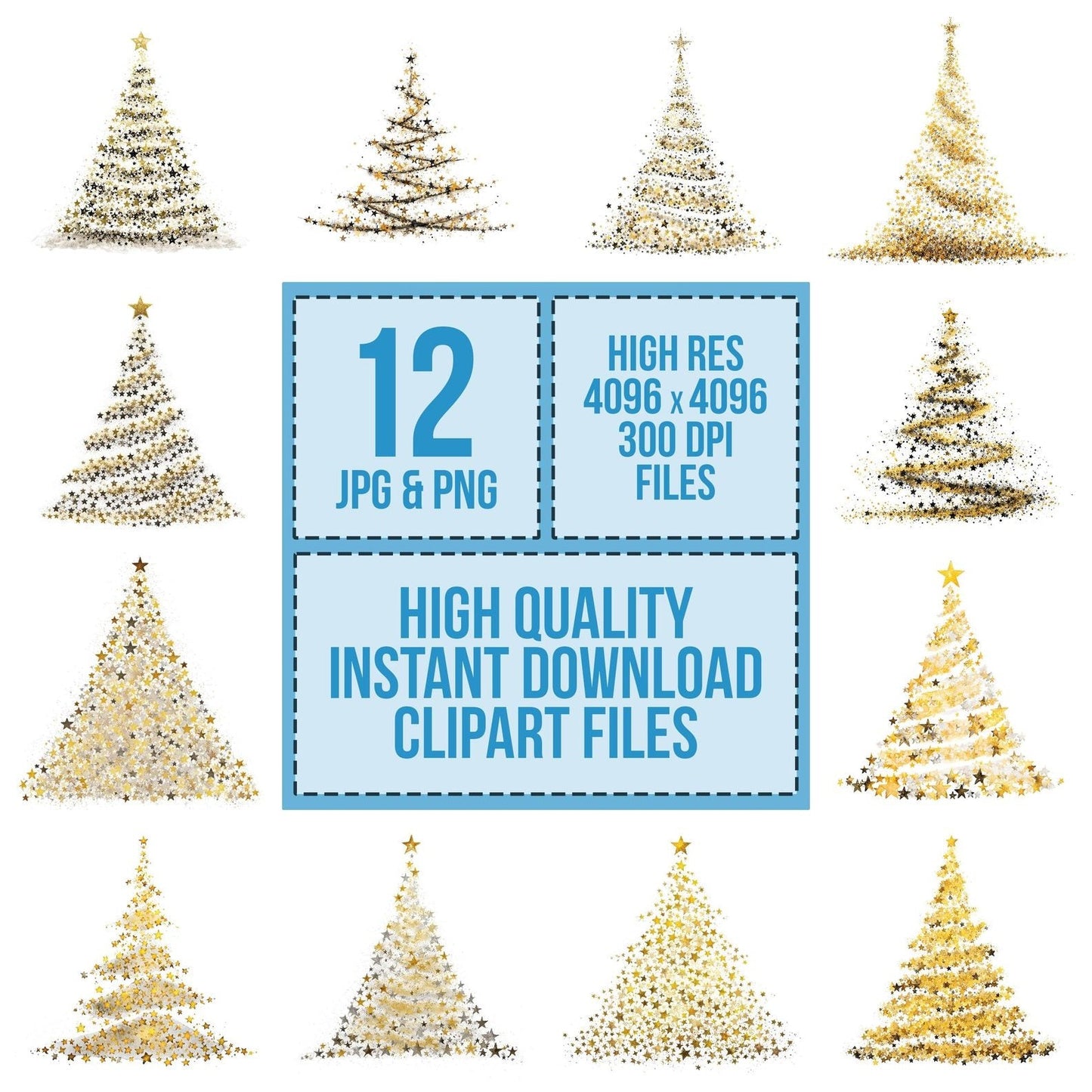 Star Spiral Christmas Tree Clipart Set (DDD006654)