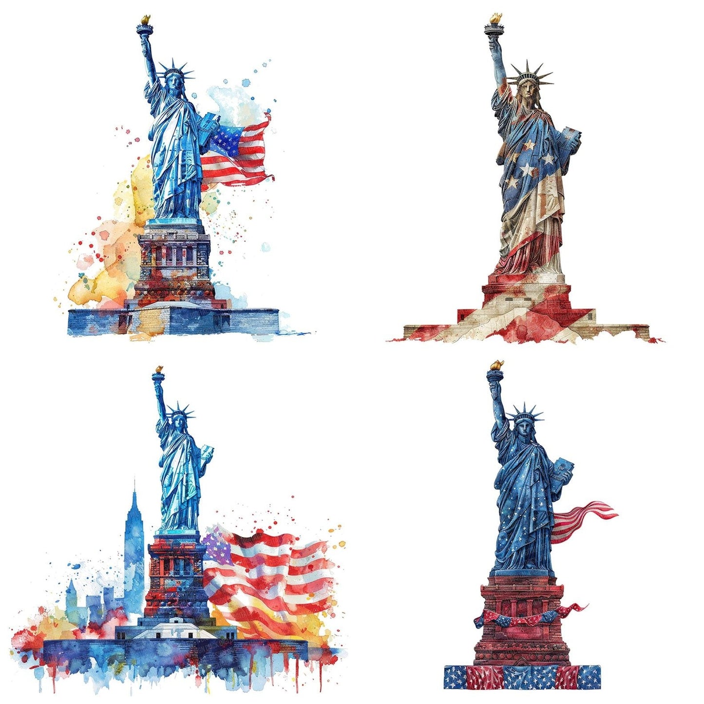 Statue of Liberty American Flag Clipart Set (DDD006655)