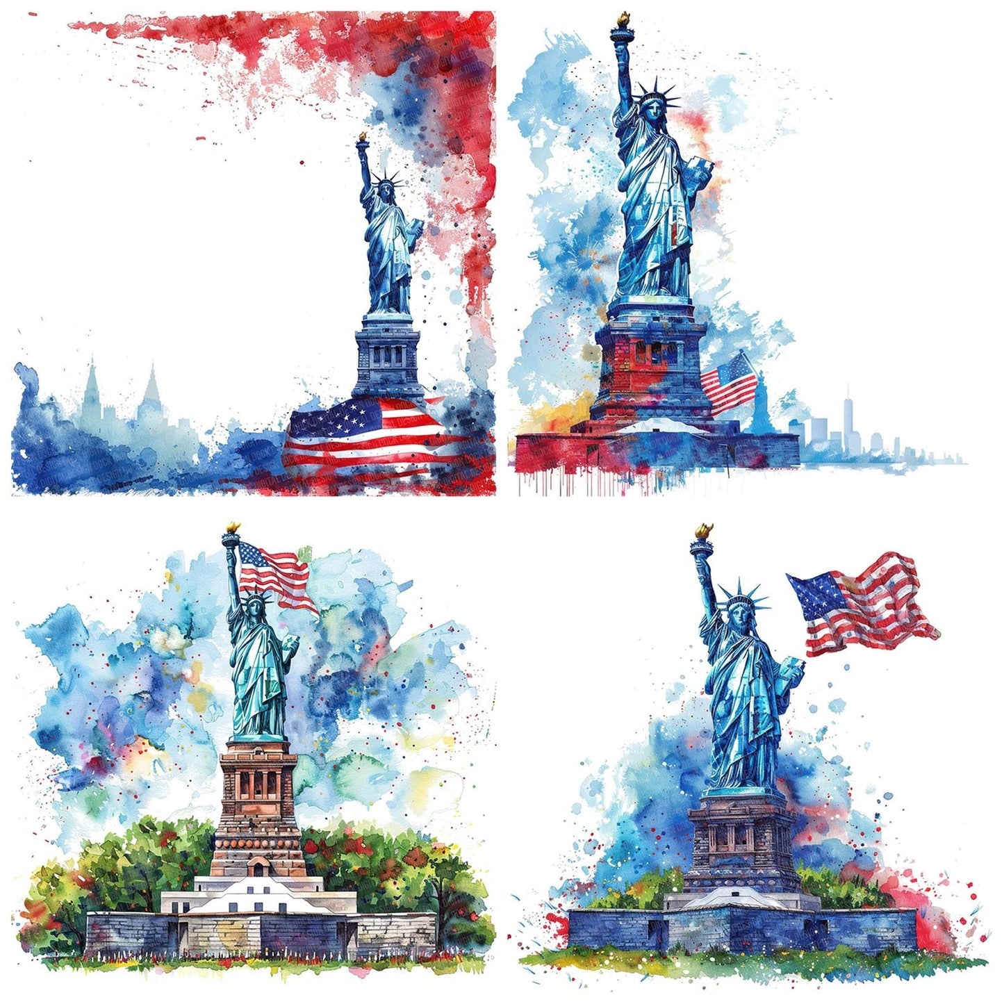 Statue of Liberty American Flag Clipart Set (DDD006655)
