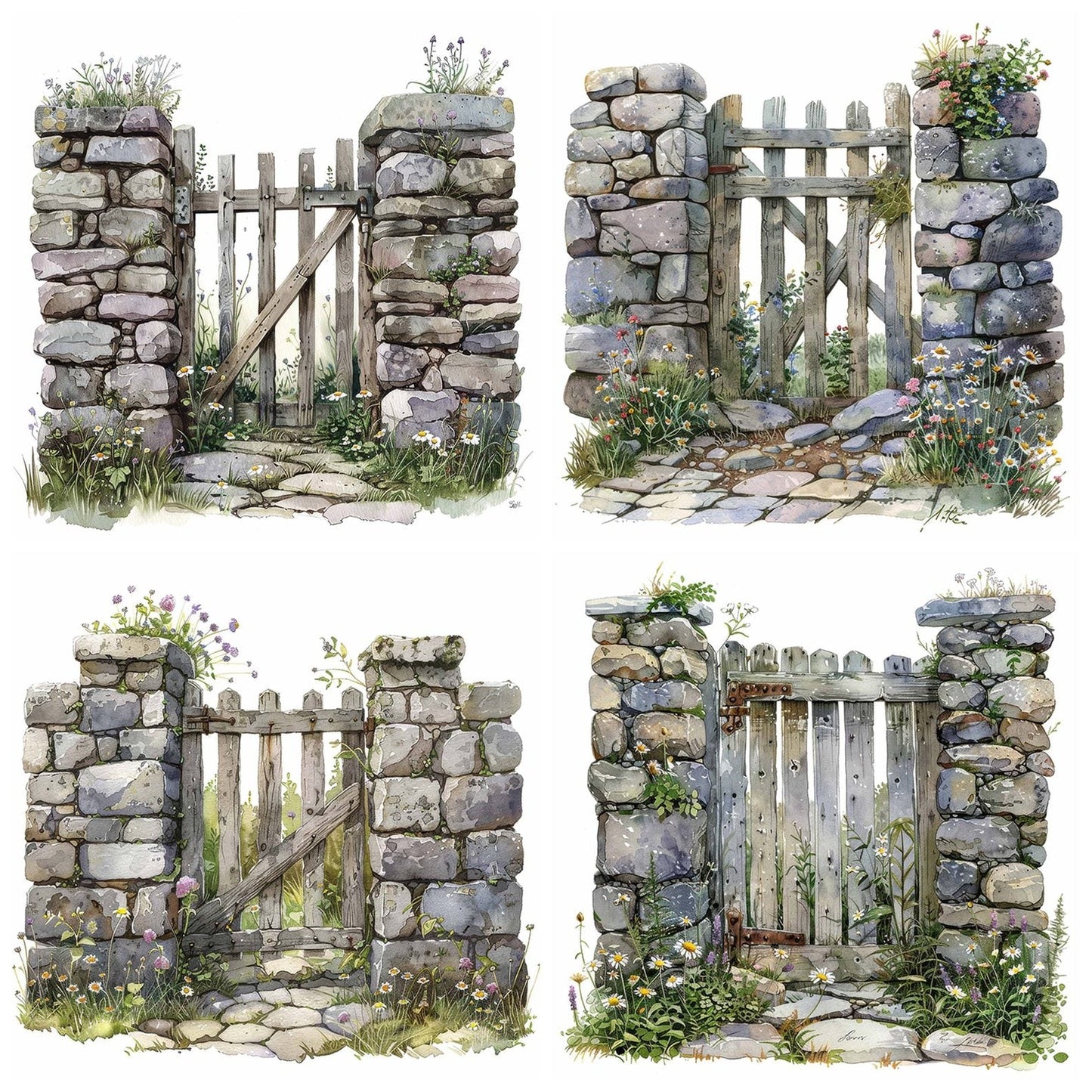 Stine Wall Front Graden Gate Clipart Set (DDD006661)