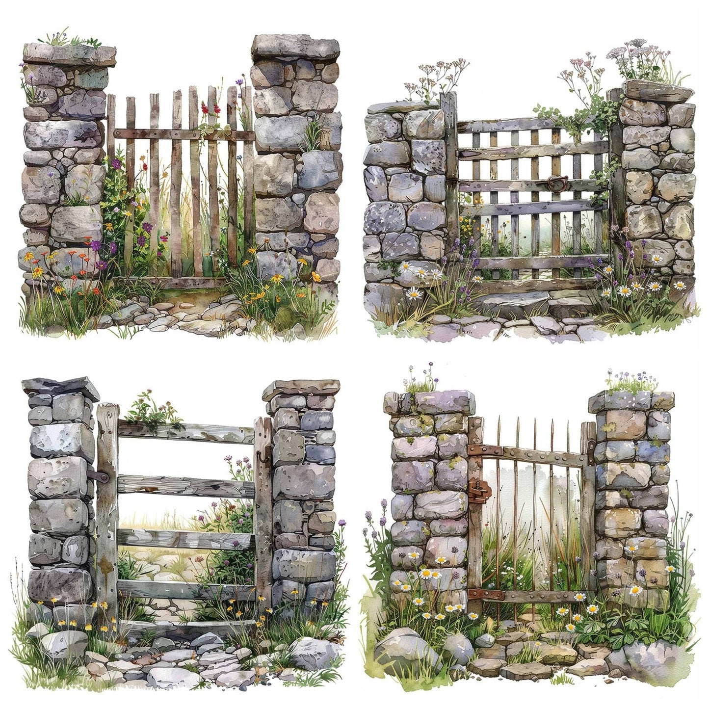 Stine Wall Front Graden Gate Clipart Set (DDD006661)