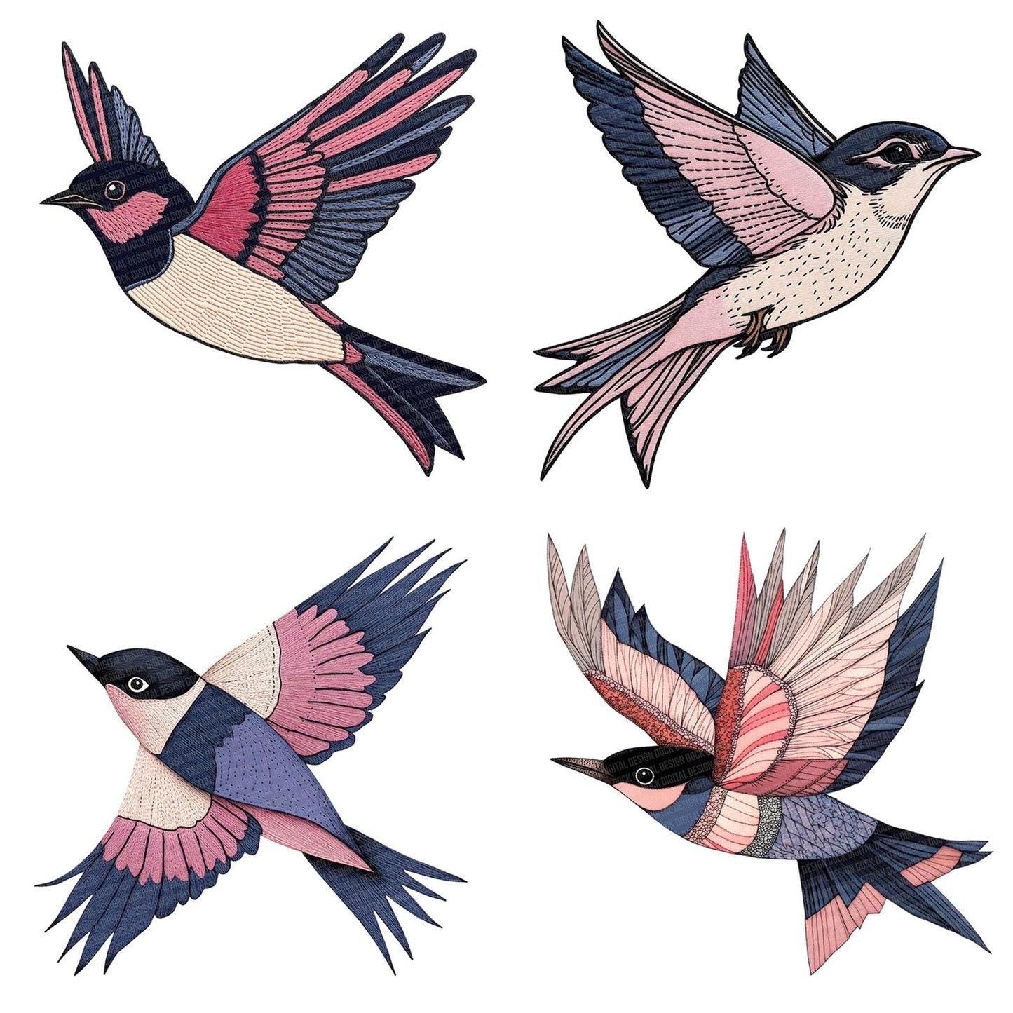 Stitched Swallow Clipart Set (DDD006664)