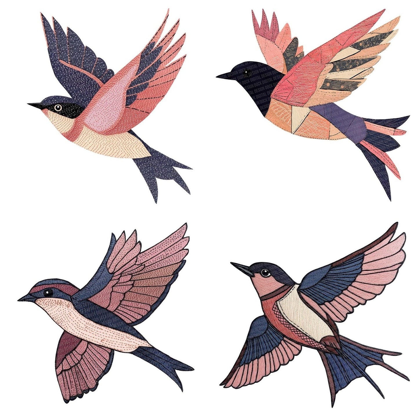 Stitched Swallow Clipart Set (DDD006664)