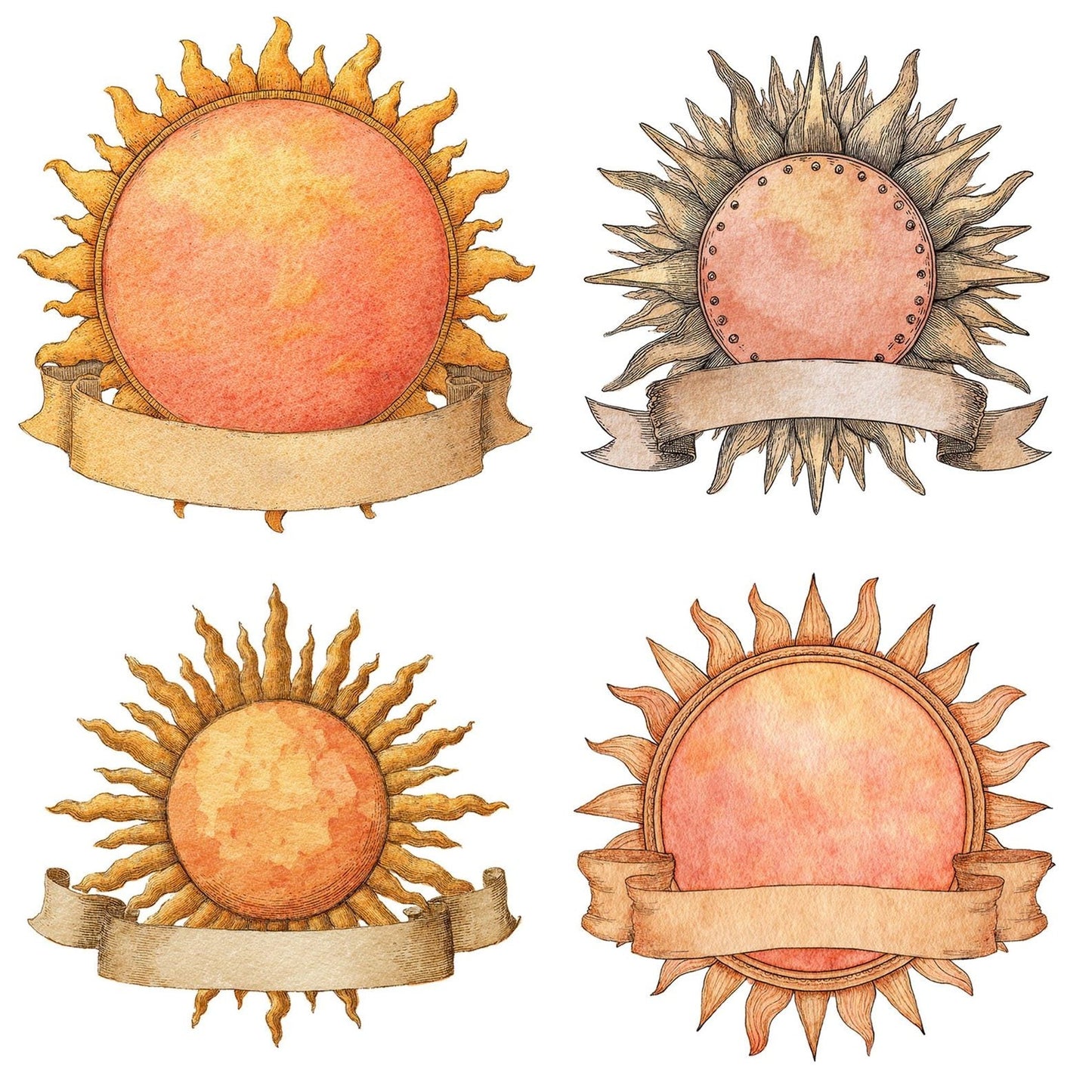 Sun Banner Clipart Set (DDD006676)