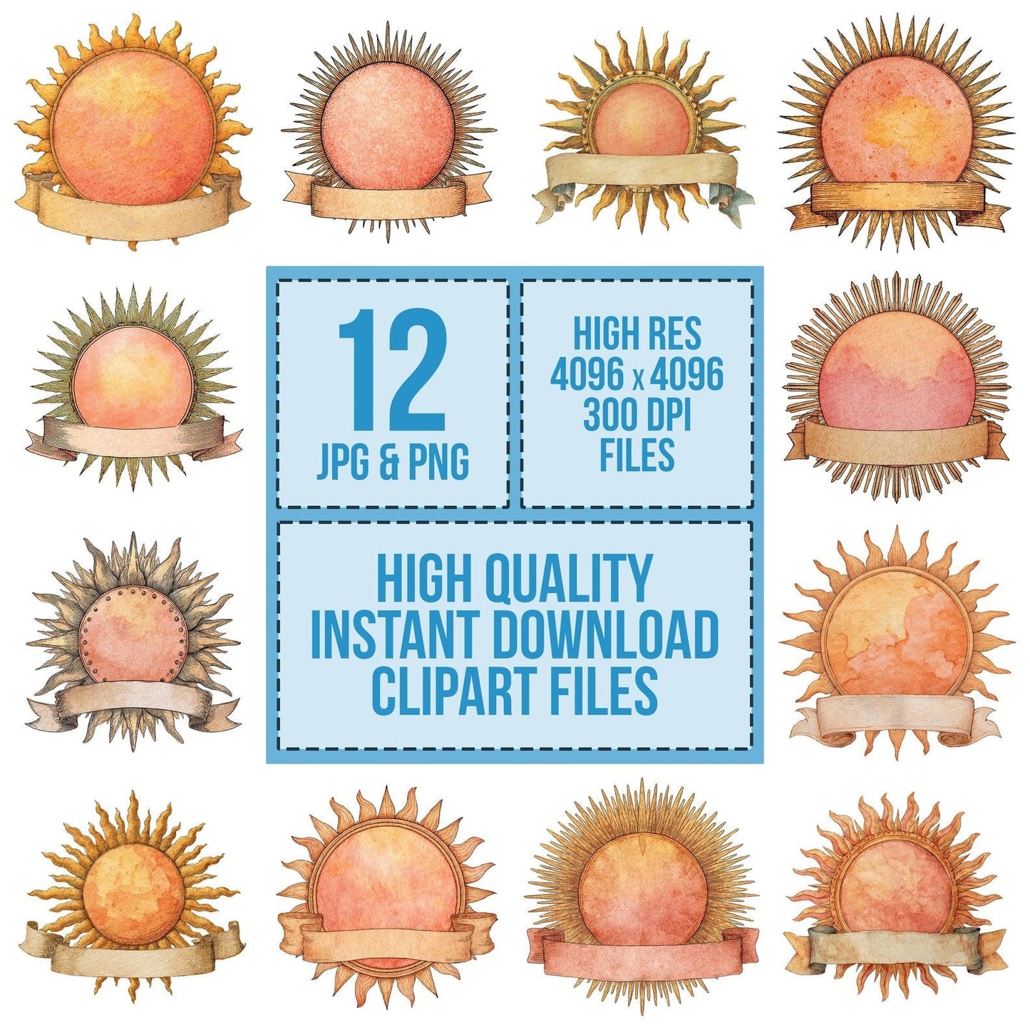 Sun Banner Clipart Set (DDD006676)