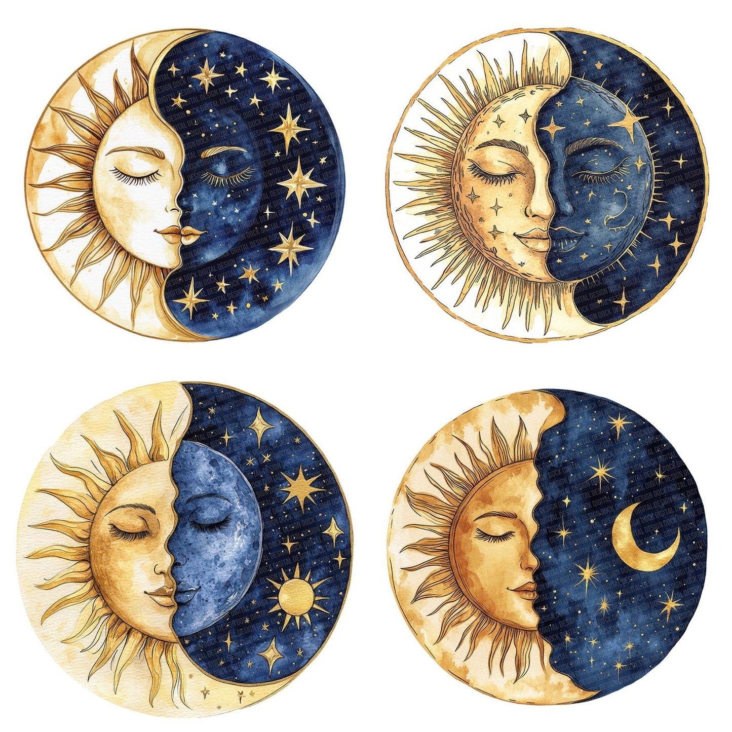 Sun Moon Folk Duo Clipart Set (DDD006678)