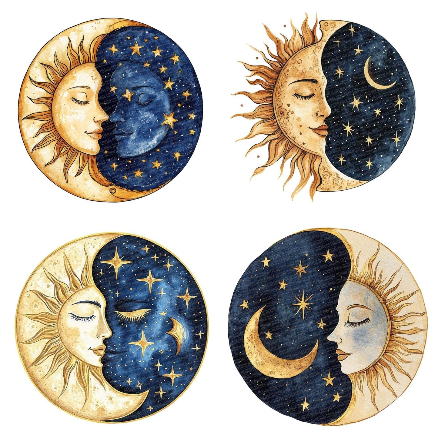 Sun Moon Folk Duo Clipart Set (DDD006678)