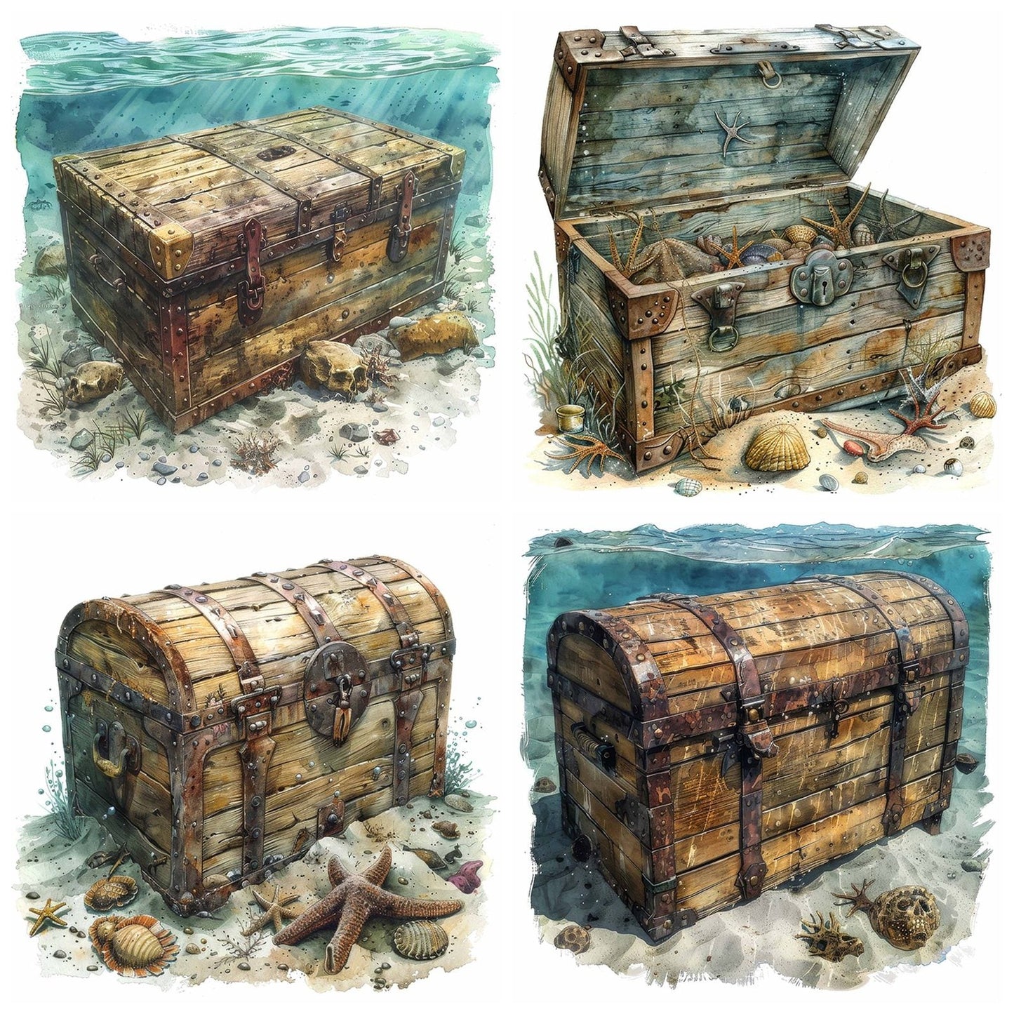 Sunken Treasure Chest Clipart Set (DDD006681)