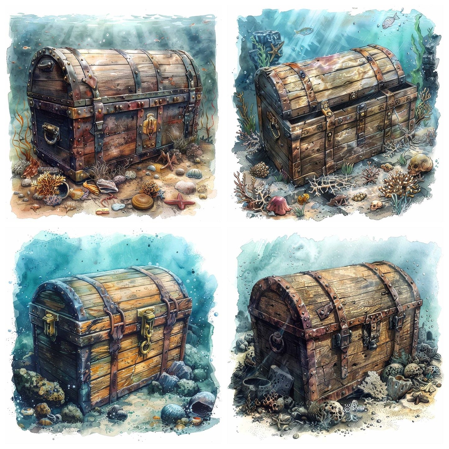 Sunken Treasure Chest Clipart Set (DDD006681)