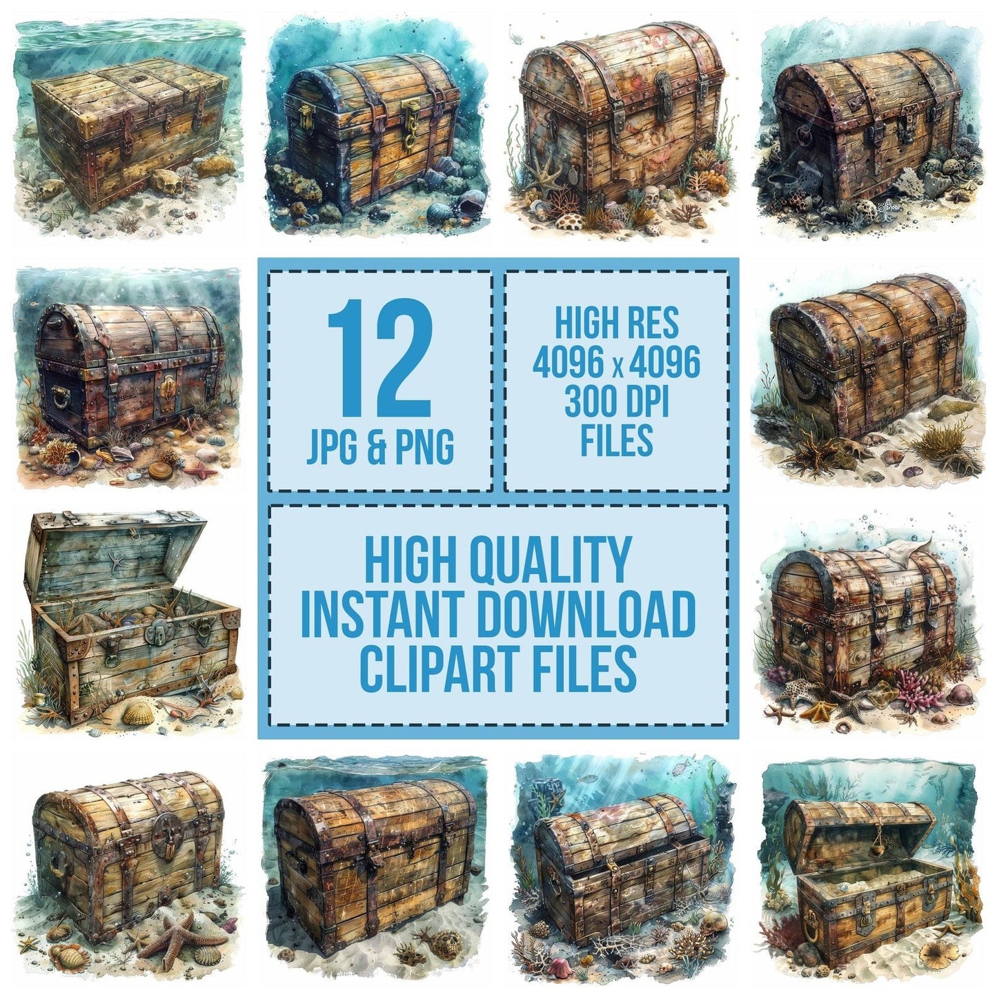 Sunken Treasure Chest Clipart Set (DDD006681)