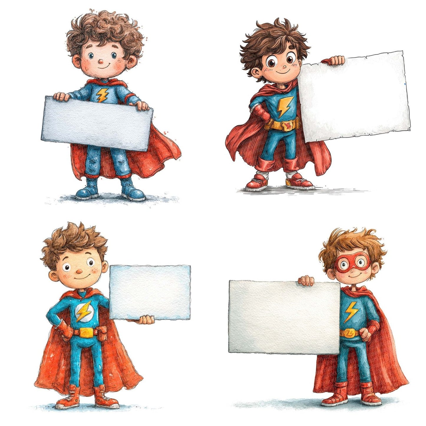 Superhero Boy with Banner Clipart Set (DDD006685)