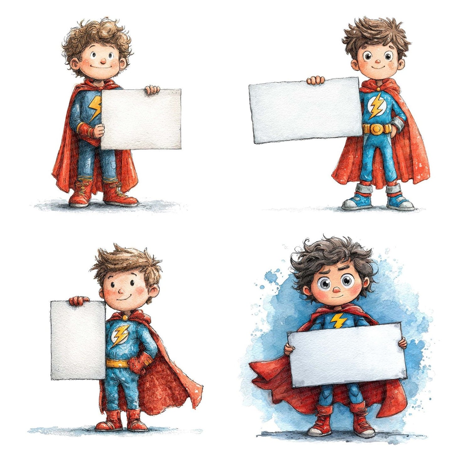 Superhero Boy with Banner Clipart Set (DDD006685)