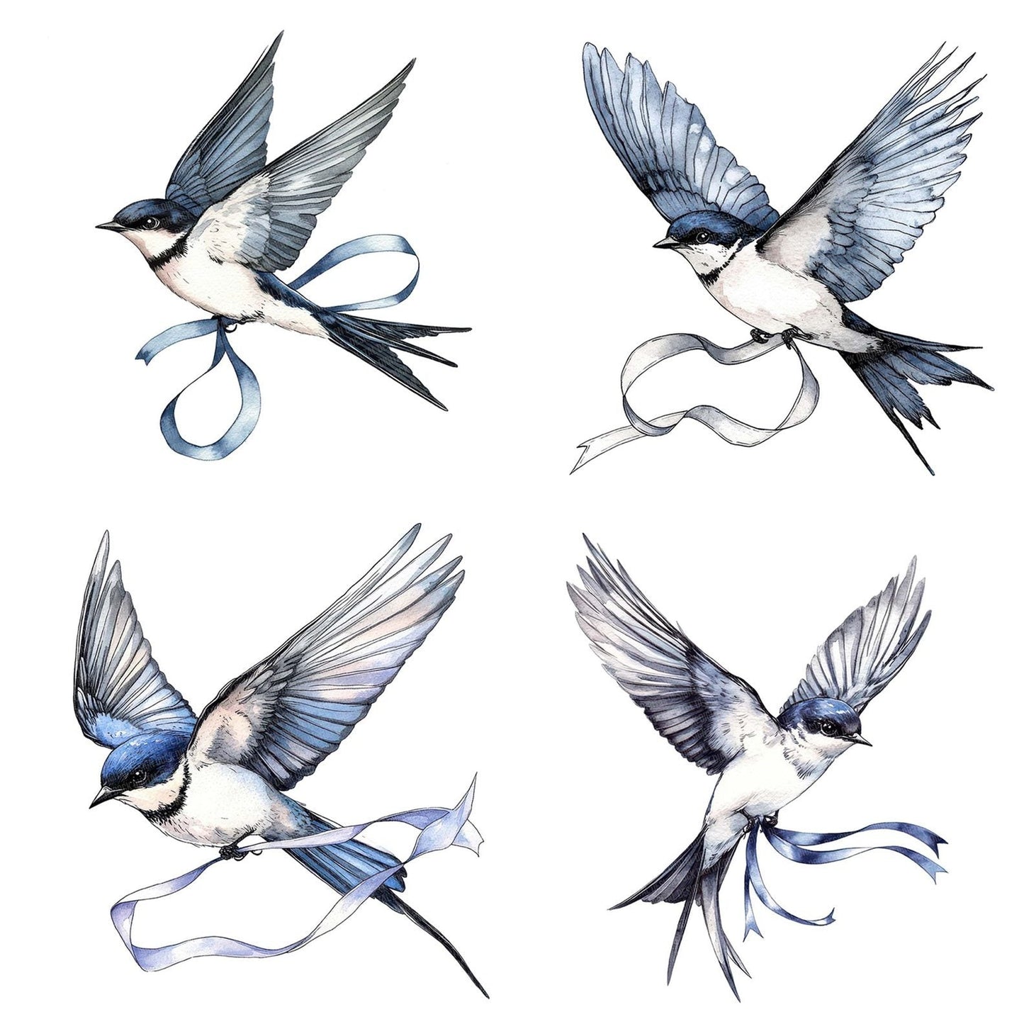 Swallow with Ribbon Clipart Set (DDD006689)