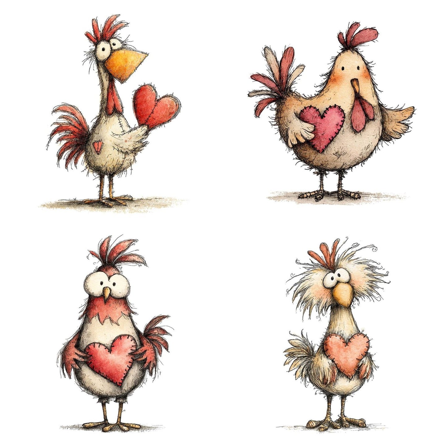 Tatty Chicken Valentine Clipart Set (DDD006701)